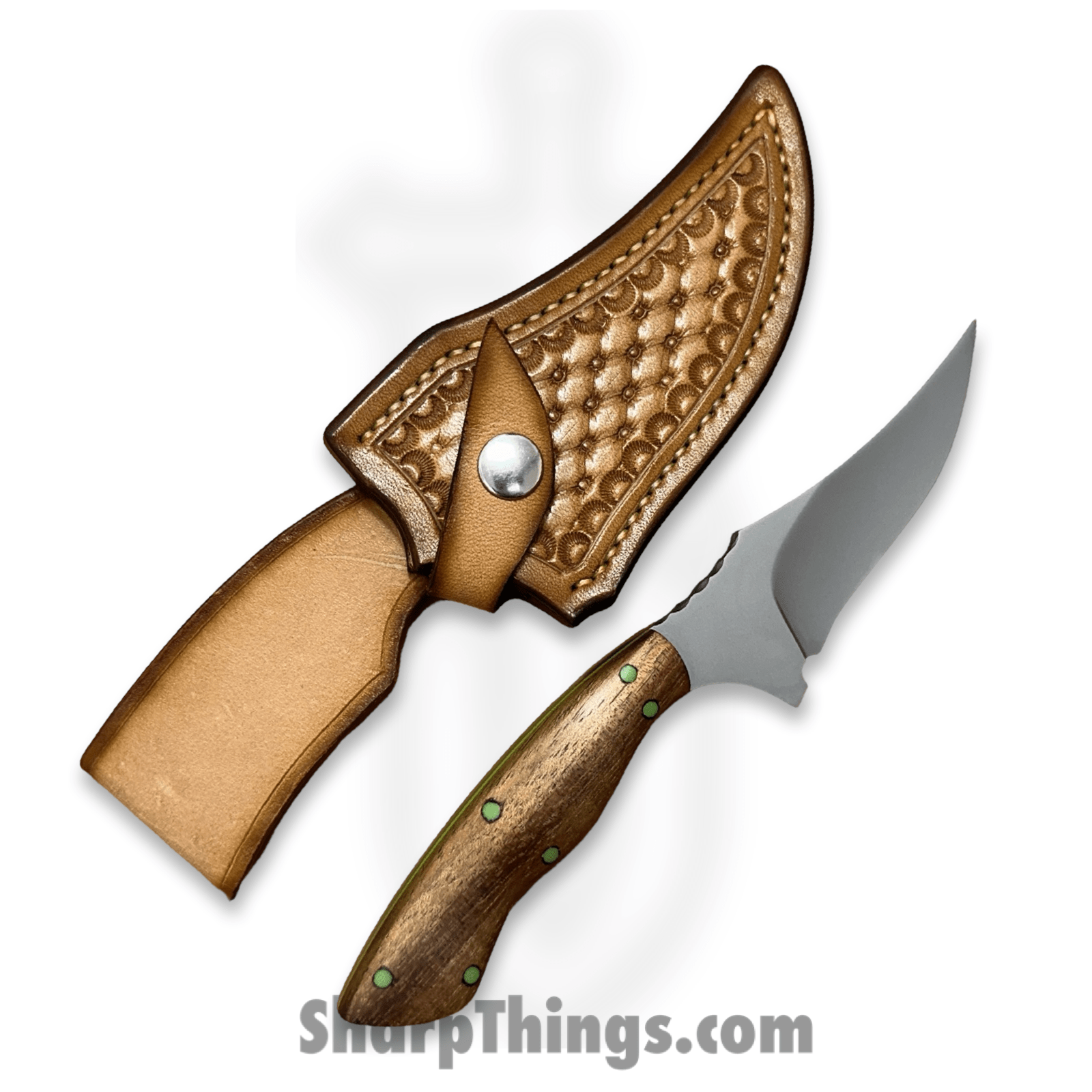 Cave Blades - CB-Reap-BB-WD - Reaper - Fixed Blade Knife - CPM 154 Blasted Skinner - Wood - Brown/Green - Image 4