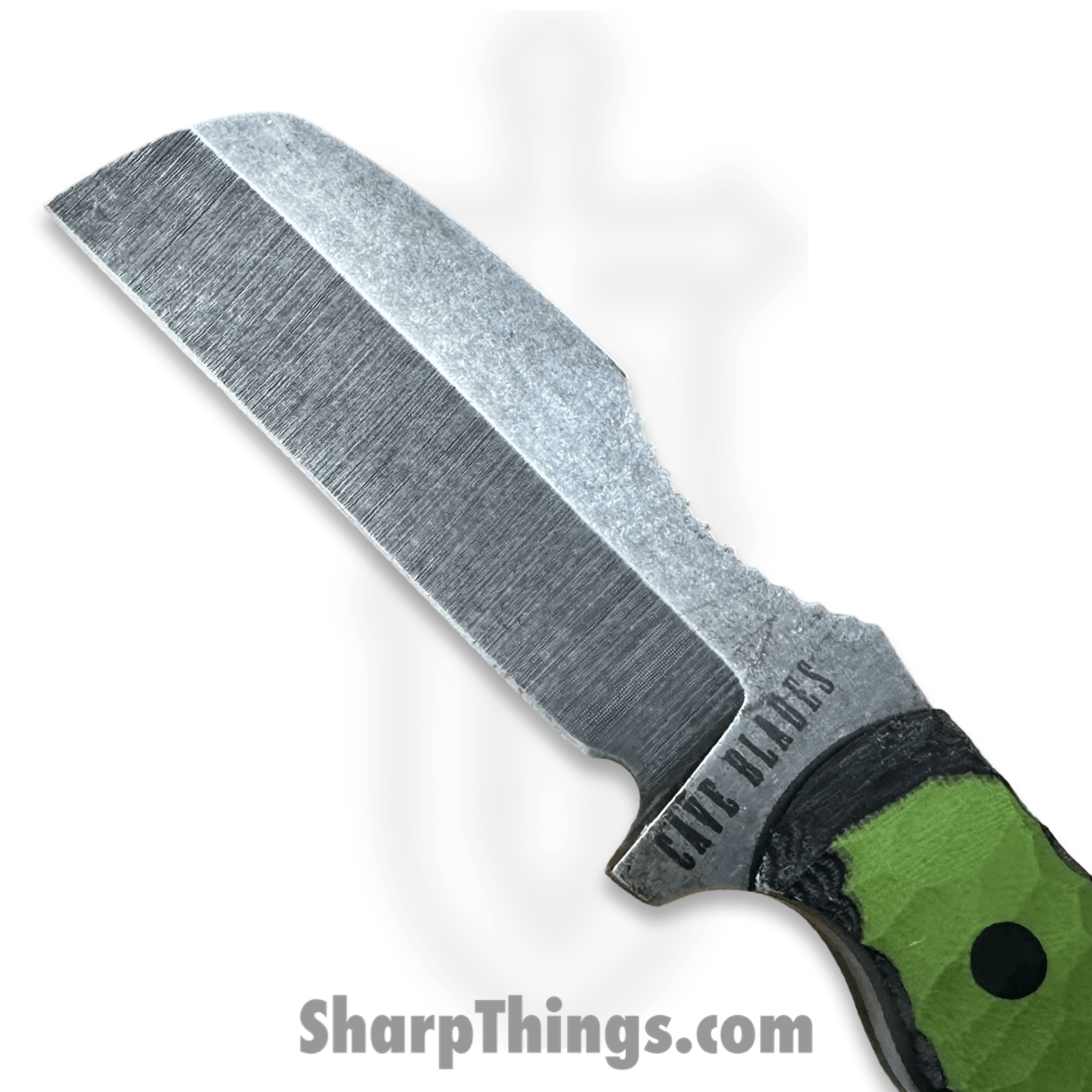 Cave Blades - CB-Tur-SW-G10-PR - Turtle Prototype - Fixed Blade Knife - 80crv2 Stonewash Sheepsfoot - G10 - Green/Black - Image 9