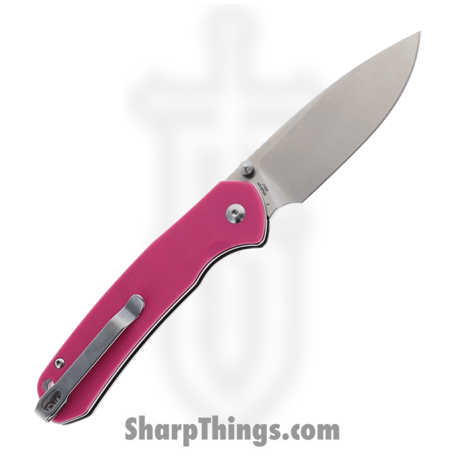 CJRB - J1925PNK - Pyrite Button Lock - Folding Knife - AR-RPM9 Satin Drop Point - G10 - Pink - Image 3