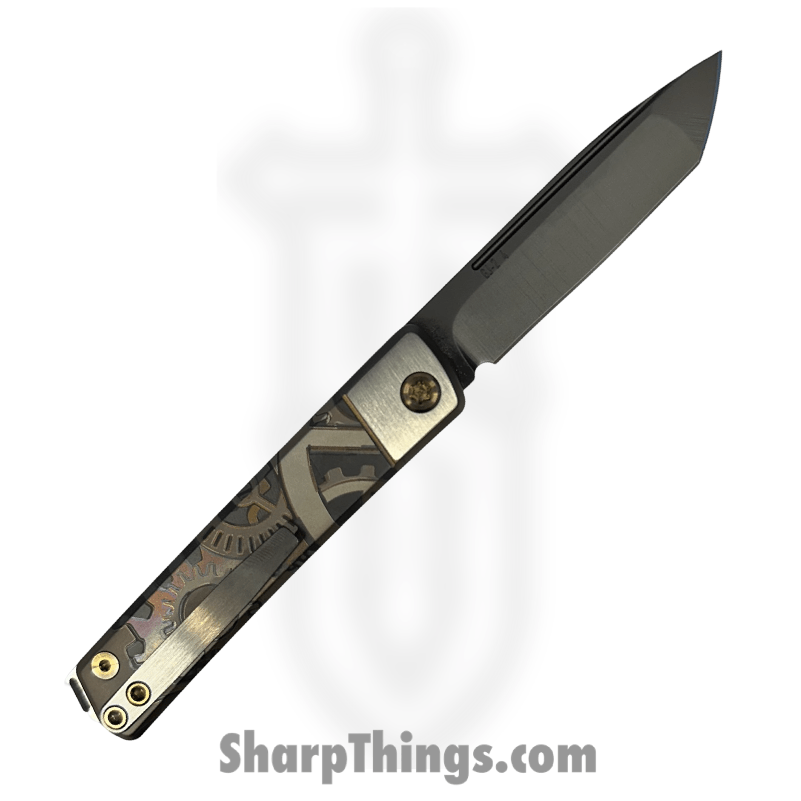 Medford Knife and Tool - MK2114PT-30PV-T1CP-Q4 - Gentleman Jack 2 - Folding Knife - S45VN Coated Tanto - Titanium "SteamPunk" - Black Tan - Image 2