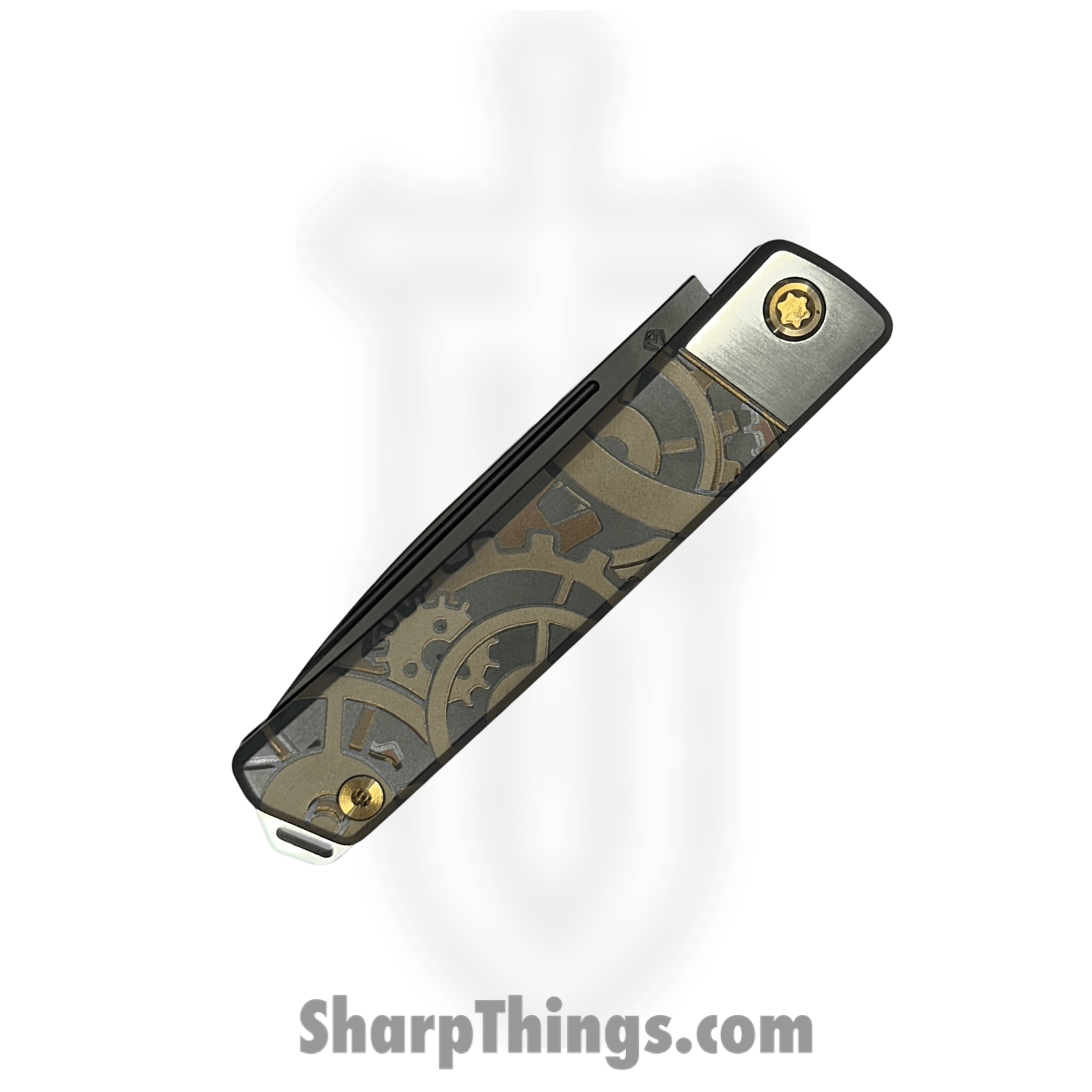 Medford Knife and Tool - MK2114PT-30PV-T1CP-Q4 - Gentleman Jack 2 - Folding Knife - S45VN Coated Tanto - Titanium "SteamPunk" - Black Tan - Image 3