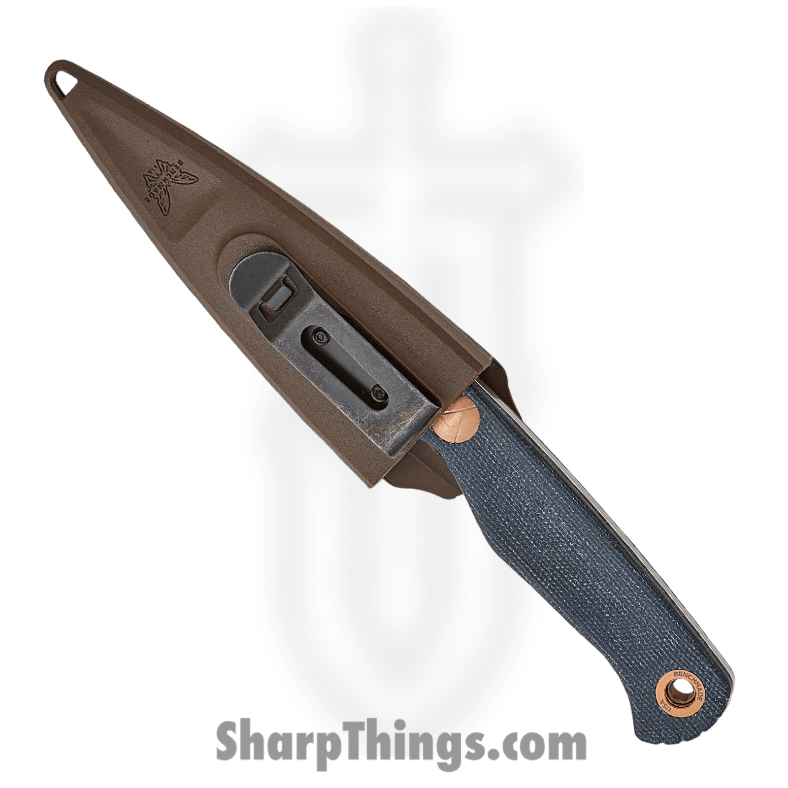 Benchmade - 203 - Dacian - Fixed Blade Knife - CPM MagnaCut Satin Spear Point - Denim Micarta - Blue - Image 4