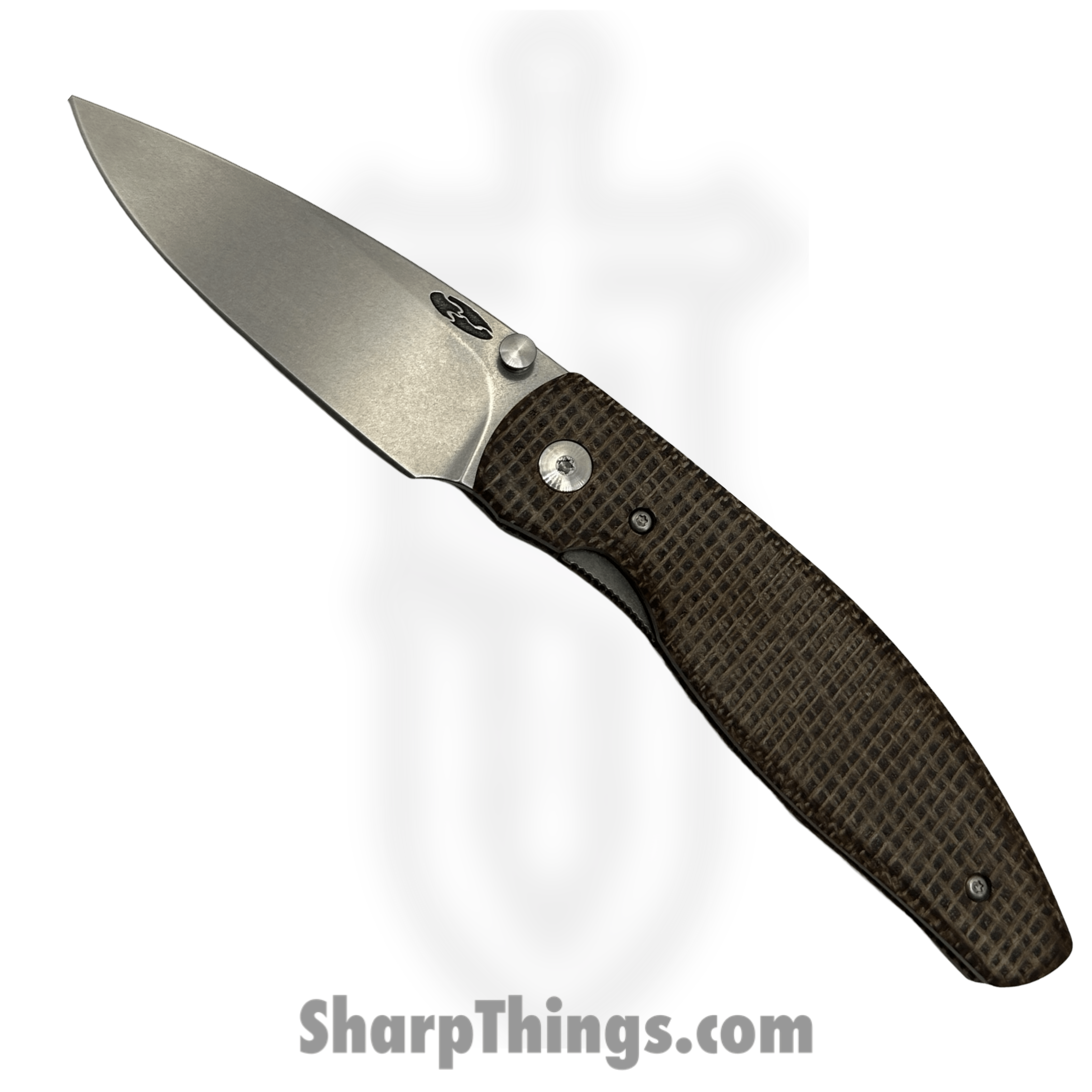 TRM - Atom-MC-FL-MIC - Atom Linerlock - Folding Knife - CPM MagnaCut Stonewash Drop Point - Burlap Micarta - Brown