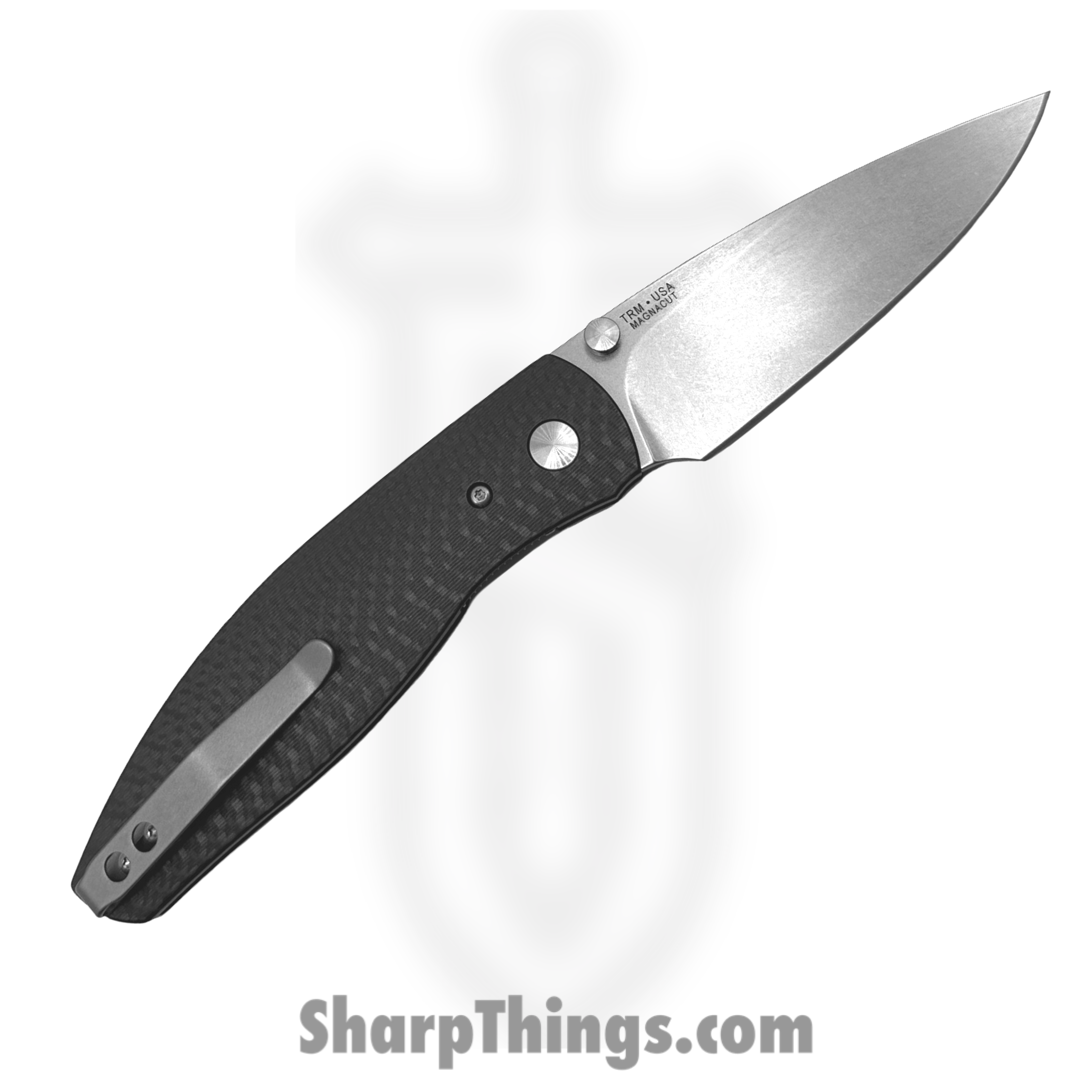 TRM - Atom-MC-3D-CF - Atom Linerlock - Folding Knife - CPM MagnaCut Stonewash Drop Point - 3D Carbon Fiber - Black - Image 2