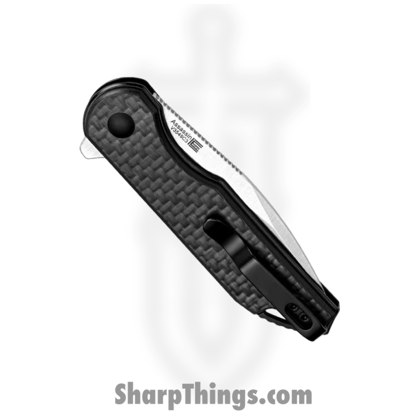 Kizer Cutlery - KIV3549C3 - Assassin - Folding Knife - 154CM Satin Drop Point - Carbon Fiber G10 - Black - Image 4