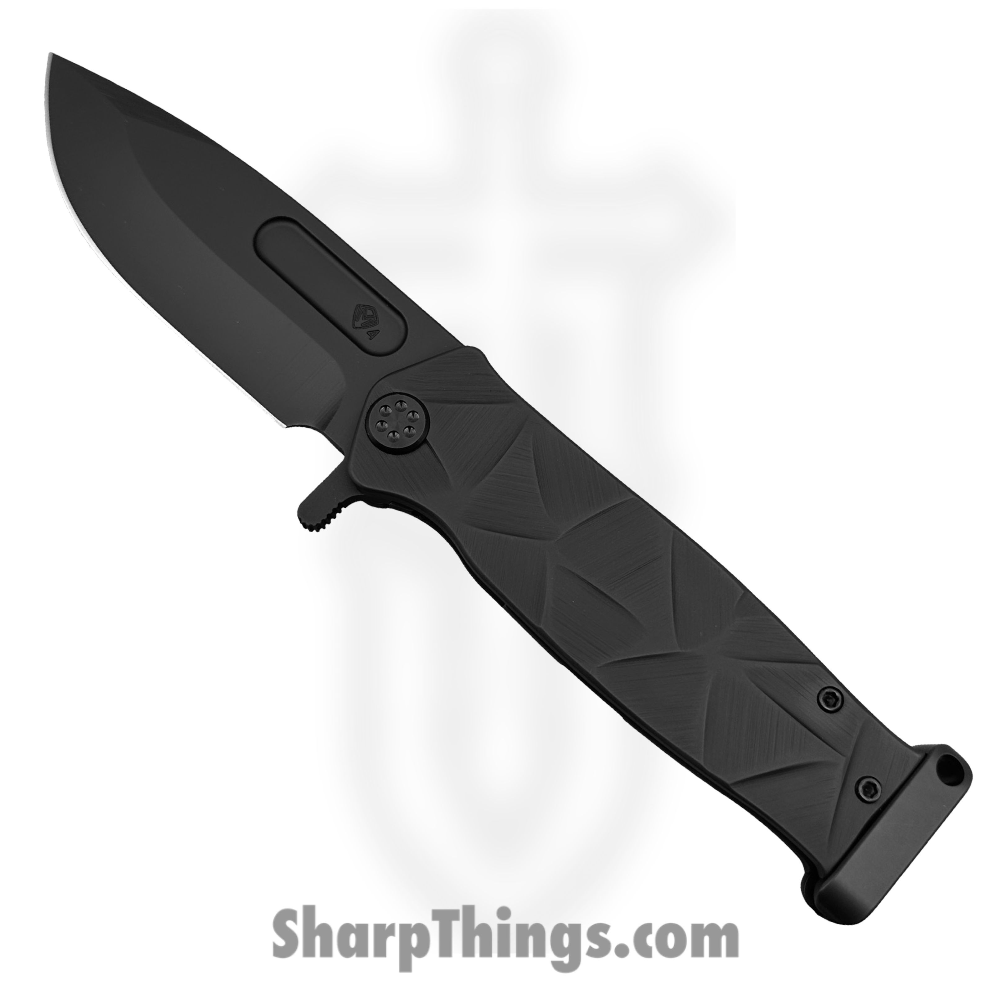 Medford Knife and Tool - 091924I - USMC FF - Folding Knife - S45VN Coated Drop Point - Titanium "Stained Glass" - Black