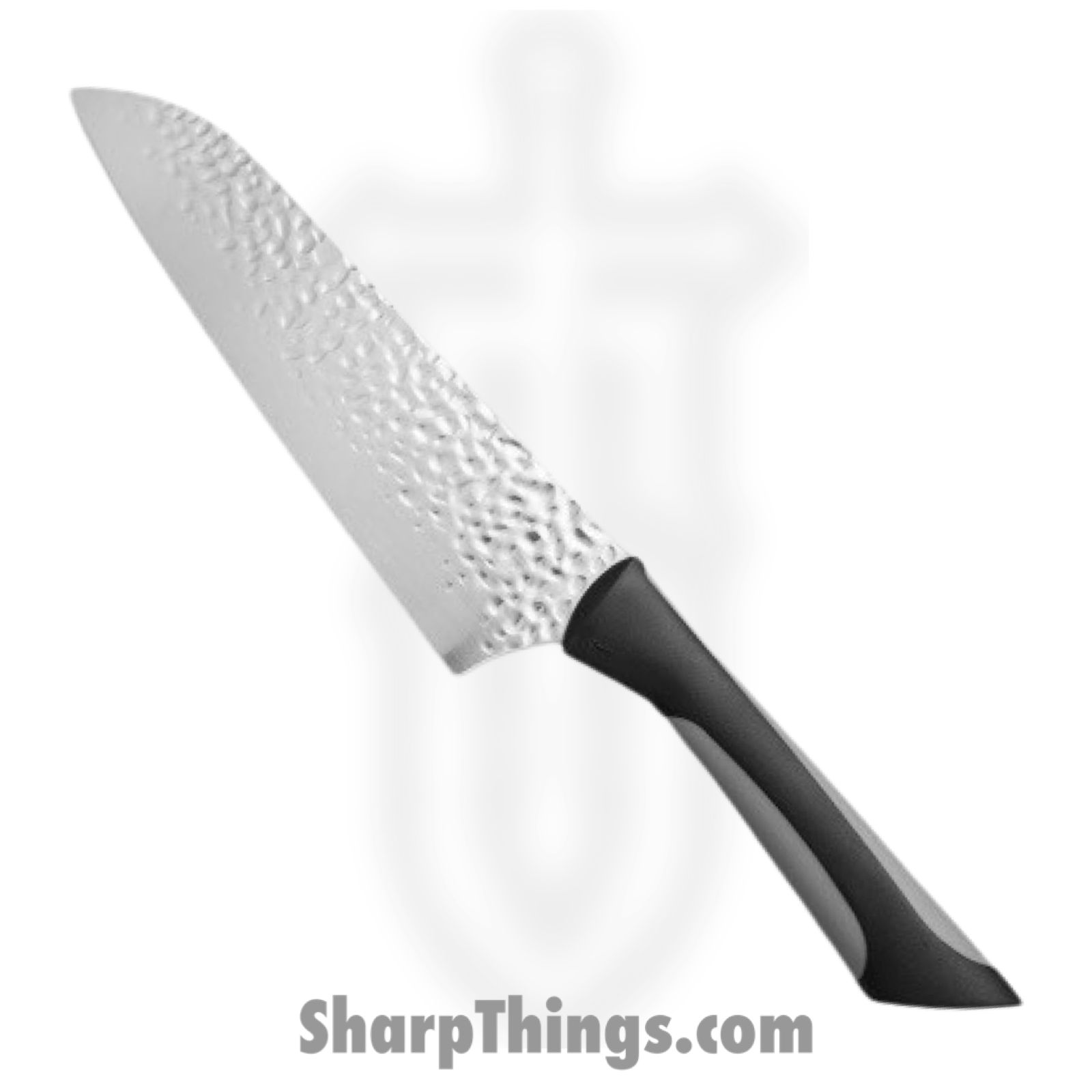 Kai - AB7064 - Luna Santoku with Sheath - Fixed Blade Knife - 1.4116 Stainless Hammered Sheepsfoot - Polymer - Black Gray