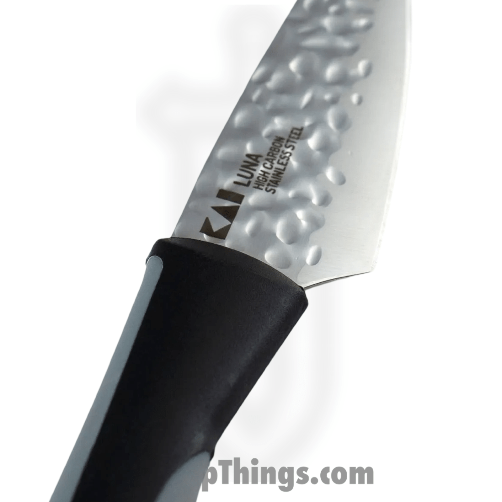 Kai - AB7068 - Luna Pairing with Sheath - Fixed Blade Knife - 1.4116 Stainless Hammered Drop Point - Polymer - Black Gray - Image 3