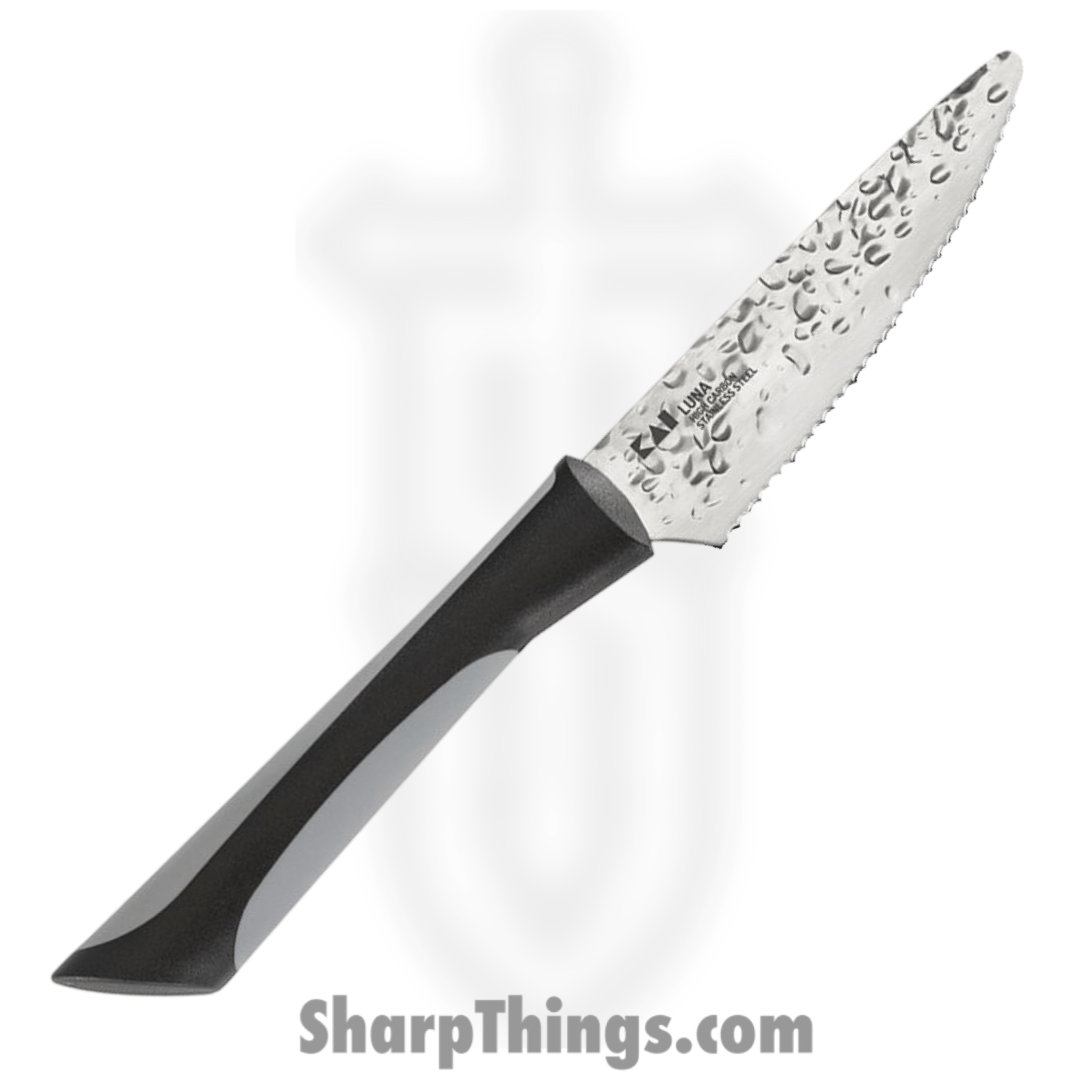 Kai - AB7076 - Luna Citrus with Sheath - Fixed Blade Knife - 1.4116 Stainless Hammered Drop Point - Polymer - Black Gray
