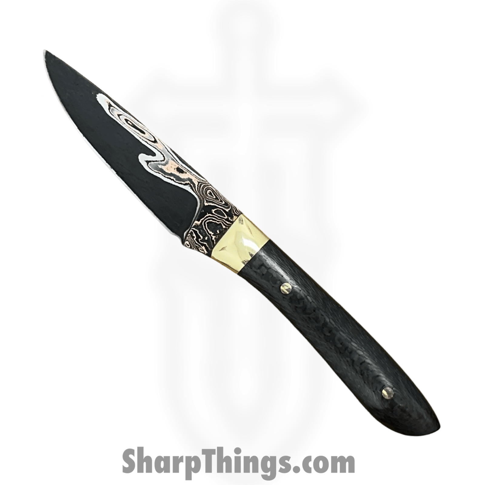 Royalty Rings Co. - RRC-Ere-01 - Erebus - Fixed Blade Knife - Baker Forge Damascus Damascus Drop Point - Carbon Fiber - Black