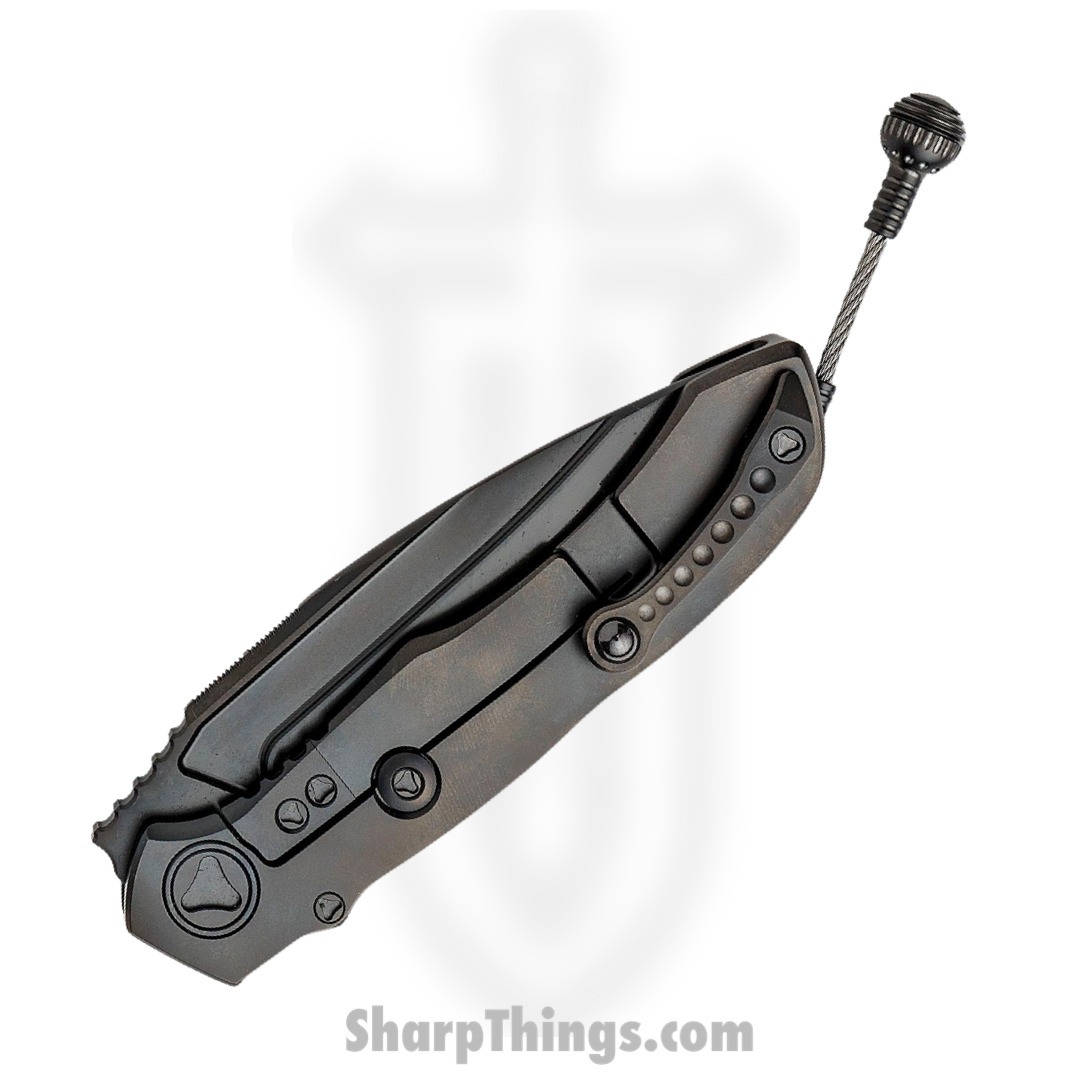 Microtech - 190C-1DLCTCFITI - Anax - Folding Knife - M390 Coated Drop Point - Titanium/CF Inlay - Black - Image 9