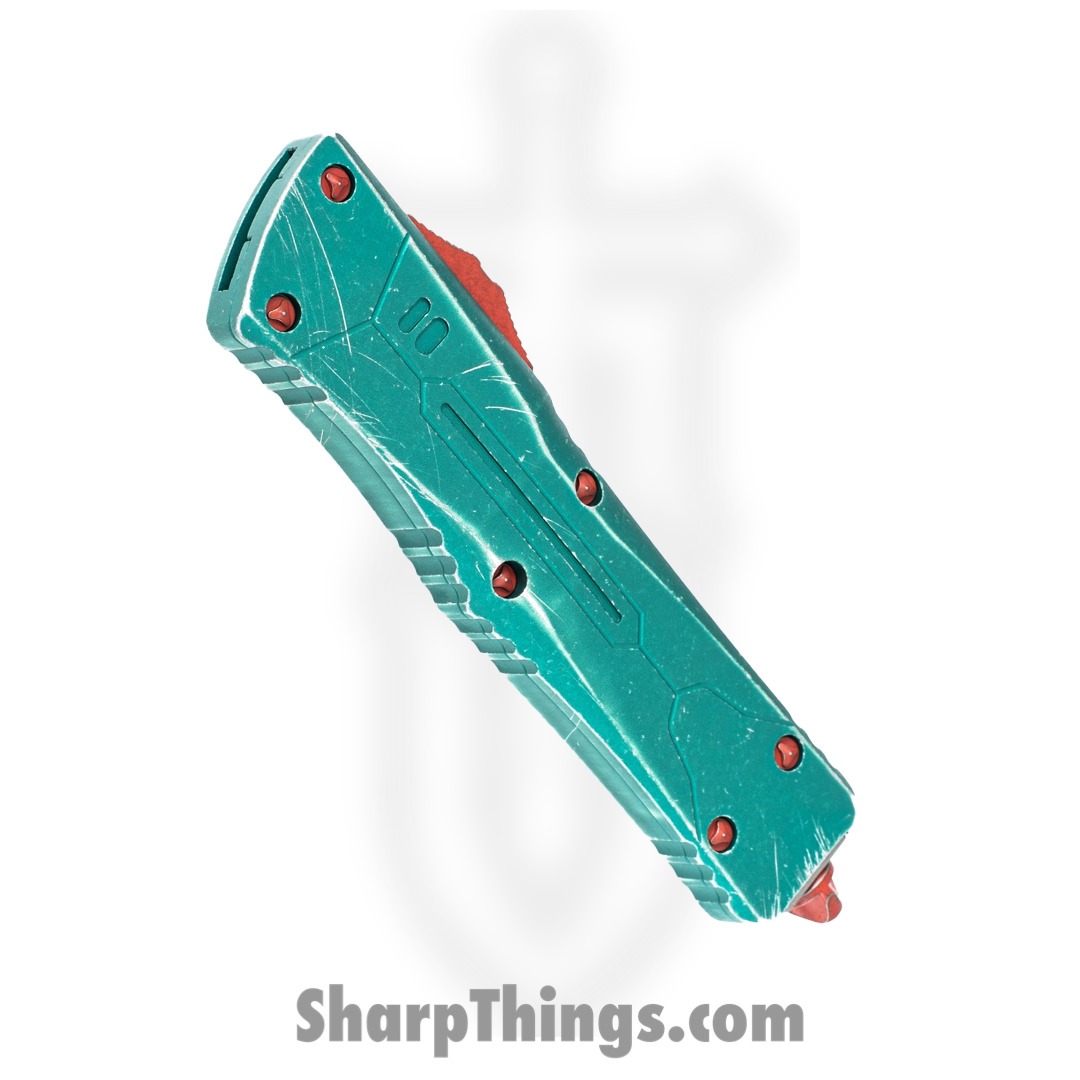 Microtech - 144-10BH - Combat Troodon Bounty Hunter - OTF Auto - Elmax, M390, 204P Apocalyptic Tanto - 6061-T6 Aluminum - Green/Red/Yellow - Image 11