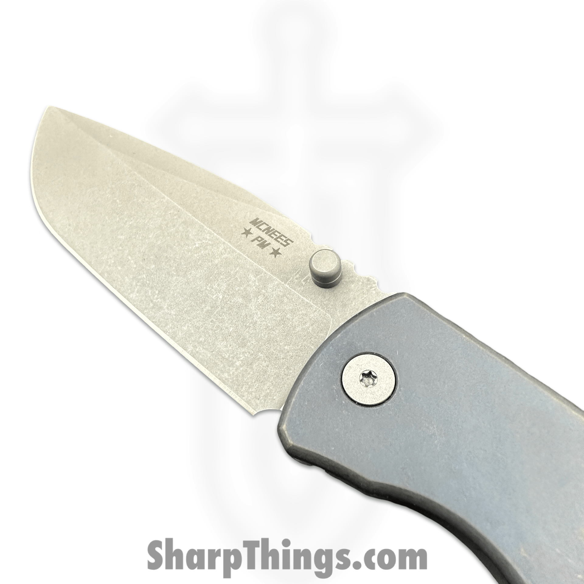 McNees - MAC23.5AtBlBz - MAC 2 3.5 - Folding Knife - CPM MagnaCut Stonewash Clip Point - Titanium - Atomic Blue/Bronze