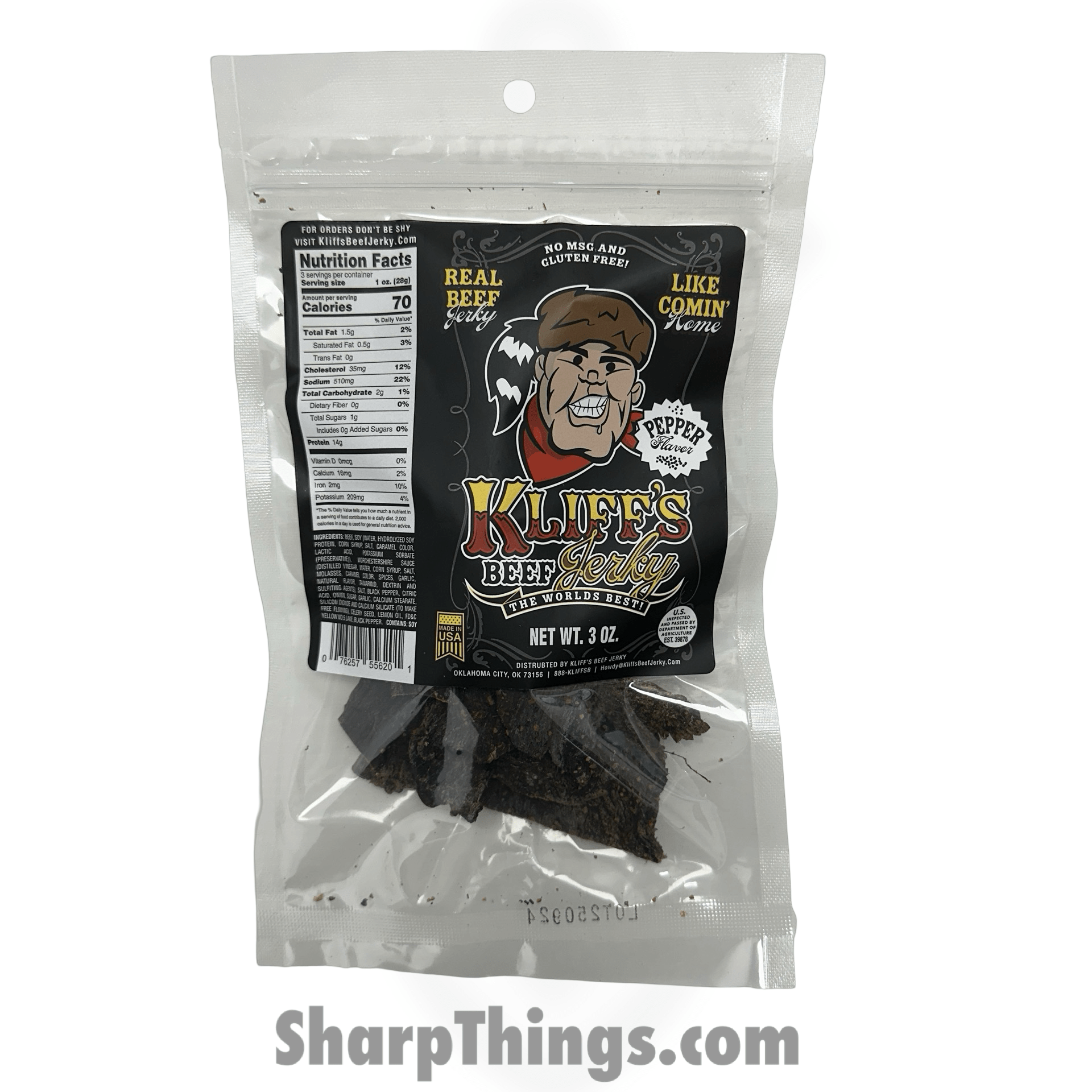Kliff's - KBJ-PEPP - Peppered Beef Jerky - 3oz