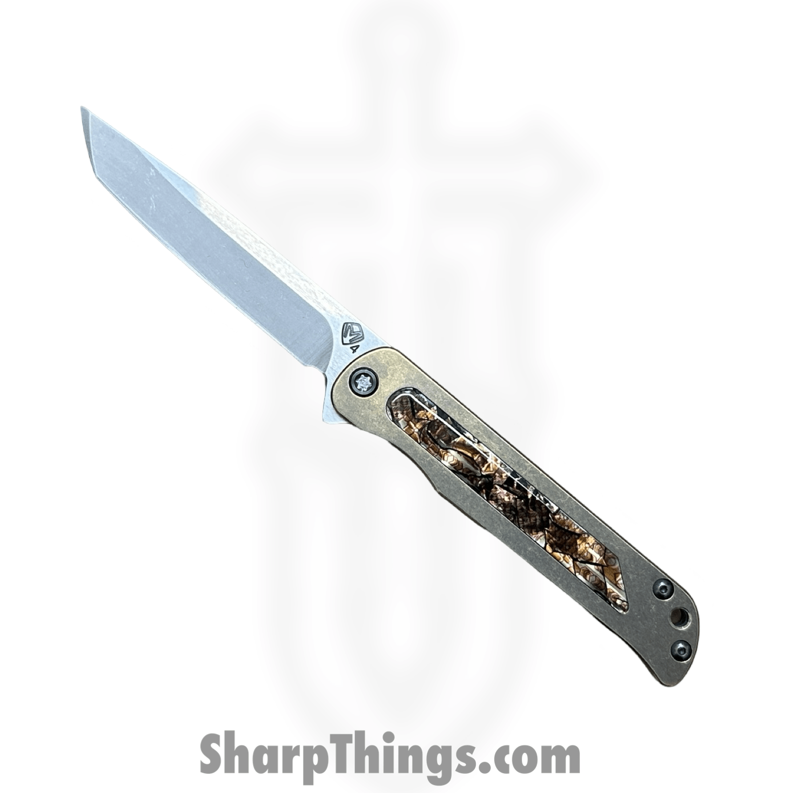 Medford Knife and Tool - MK2154TT-36A1-TPCP-Q4 - T-Bone - Folding Knife - S45VN Tumbled Tanto - "Safari" Titanium - Bronze