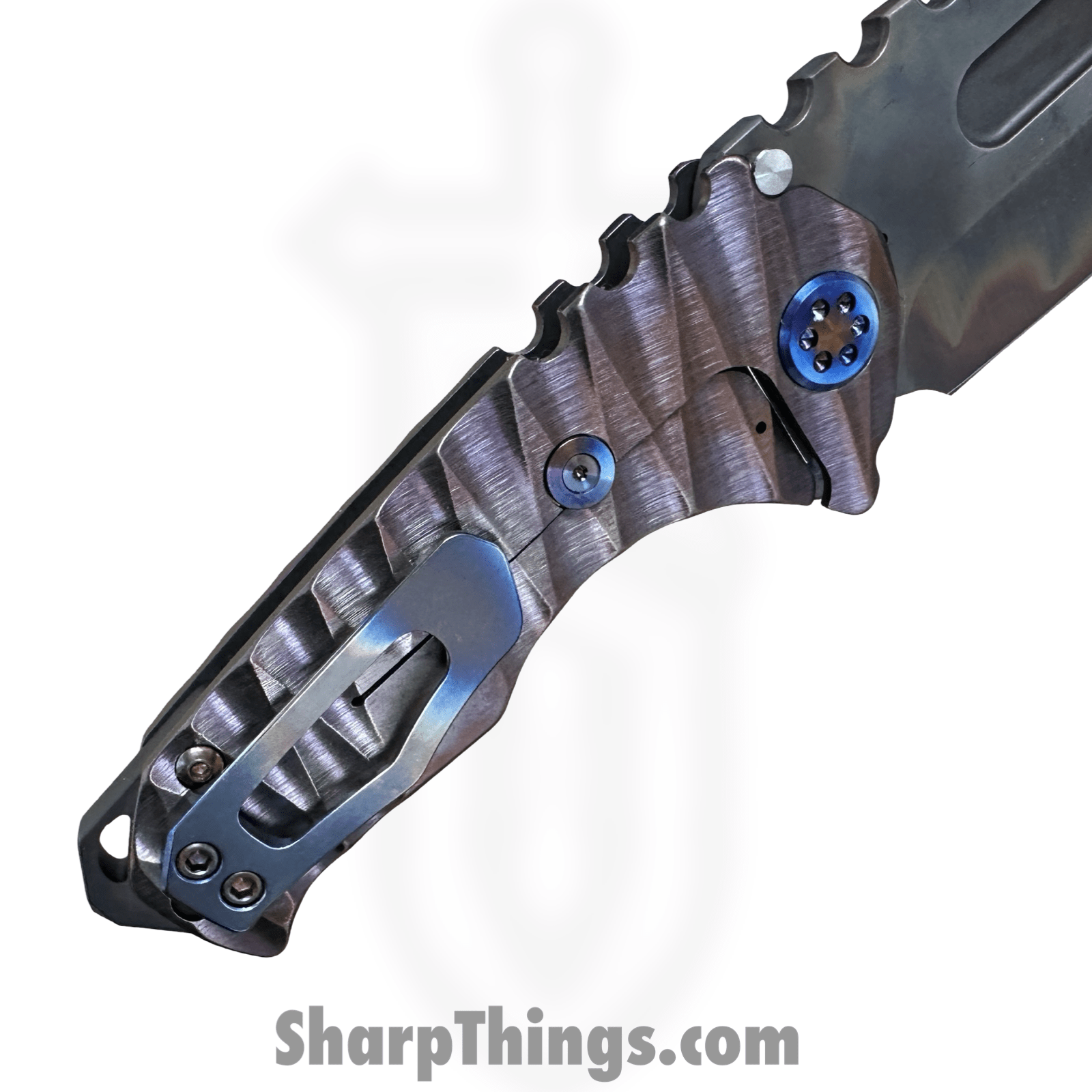 Medford Knife and Tool - MK0294VD-38A3-TFCF-BZ - Genesis "T" - Folding Knife - S45VN Vulcan Drop Point - "Lightning" Titanium - Rose - Image 4