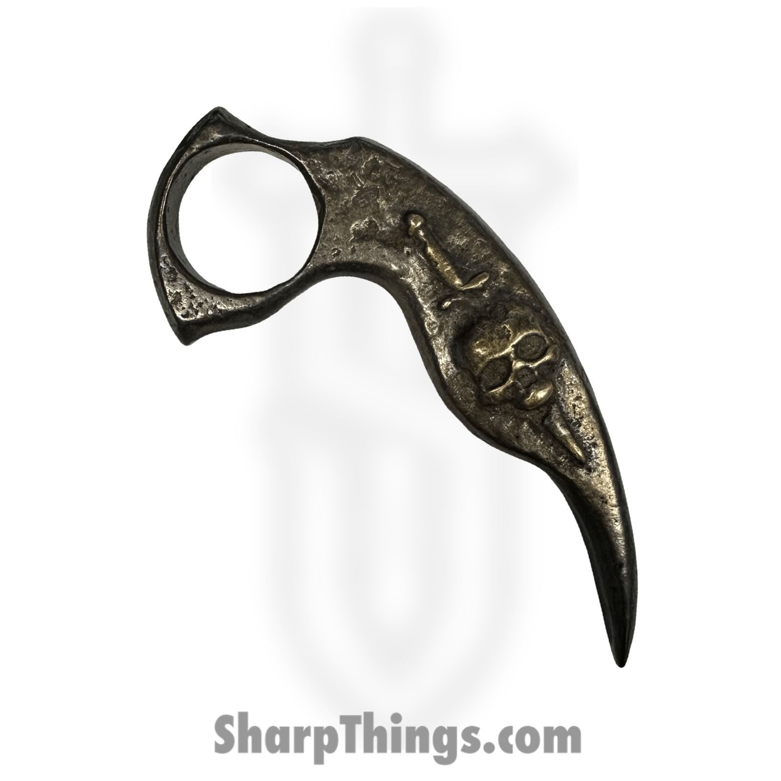 Heavy Barrel Designs - HB-ST-SKLDGB - Stinger Skull and Dagger - Cast - Brass - Natural