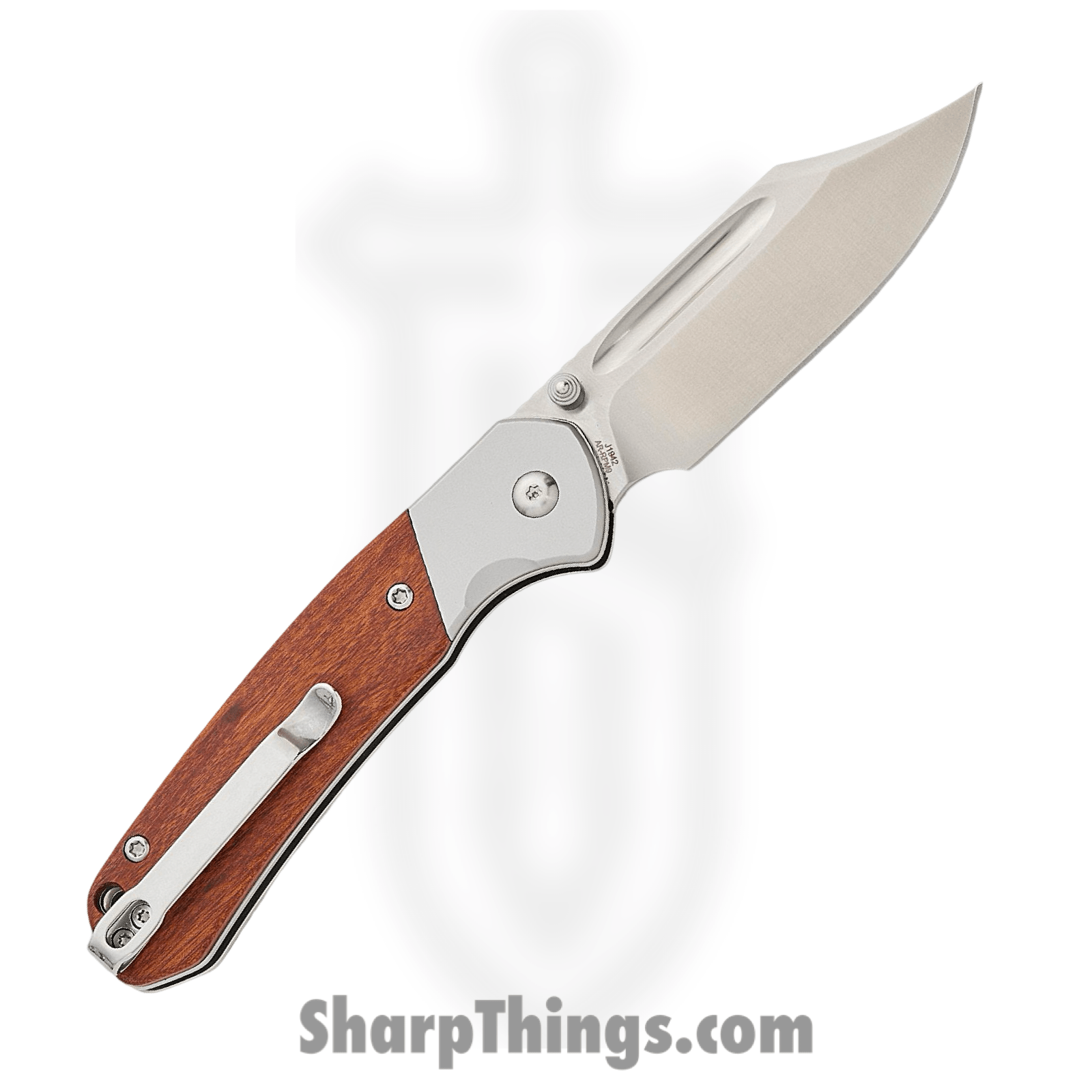 CJRB - J1942RW - Pyrite - Folding Knife - AR-RPM9 Polished Bowie - Rosewood with Steel Bolsters - Brown - Image 2