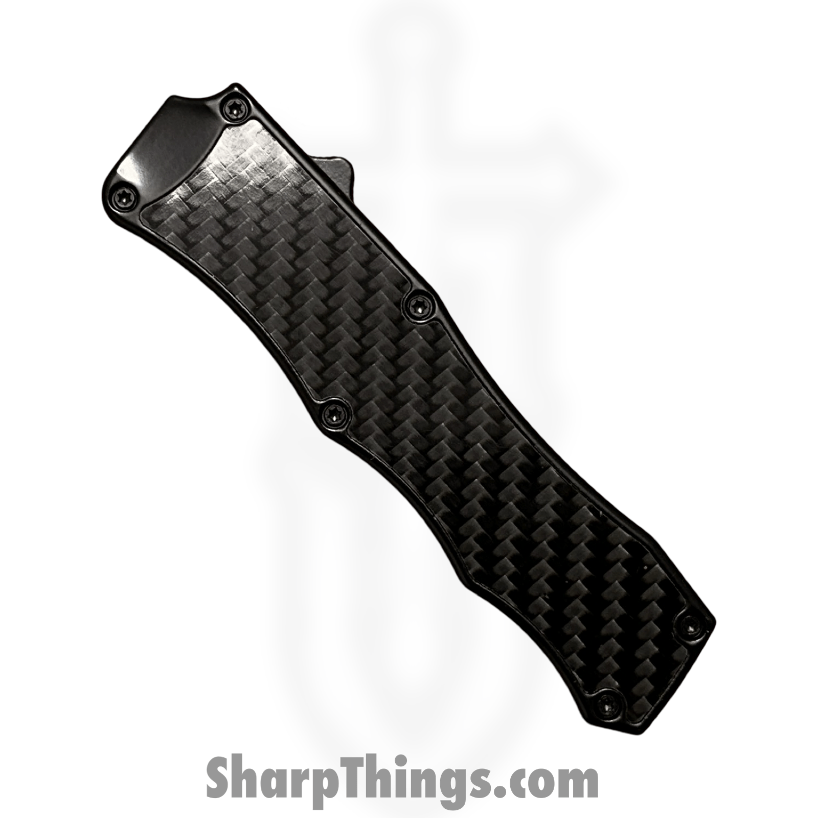 PTC - A1 - OTF Auto - Stainless Two Tone Drop Point - Aluminum CF Insert - Black - Image 6