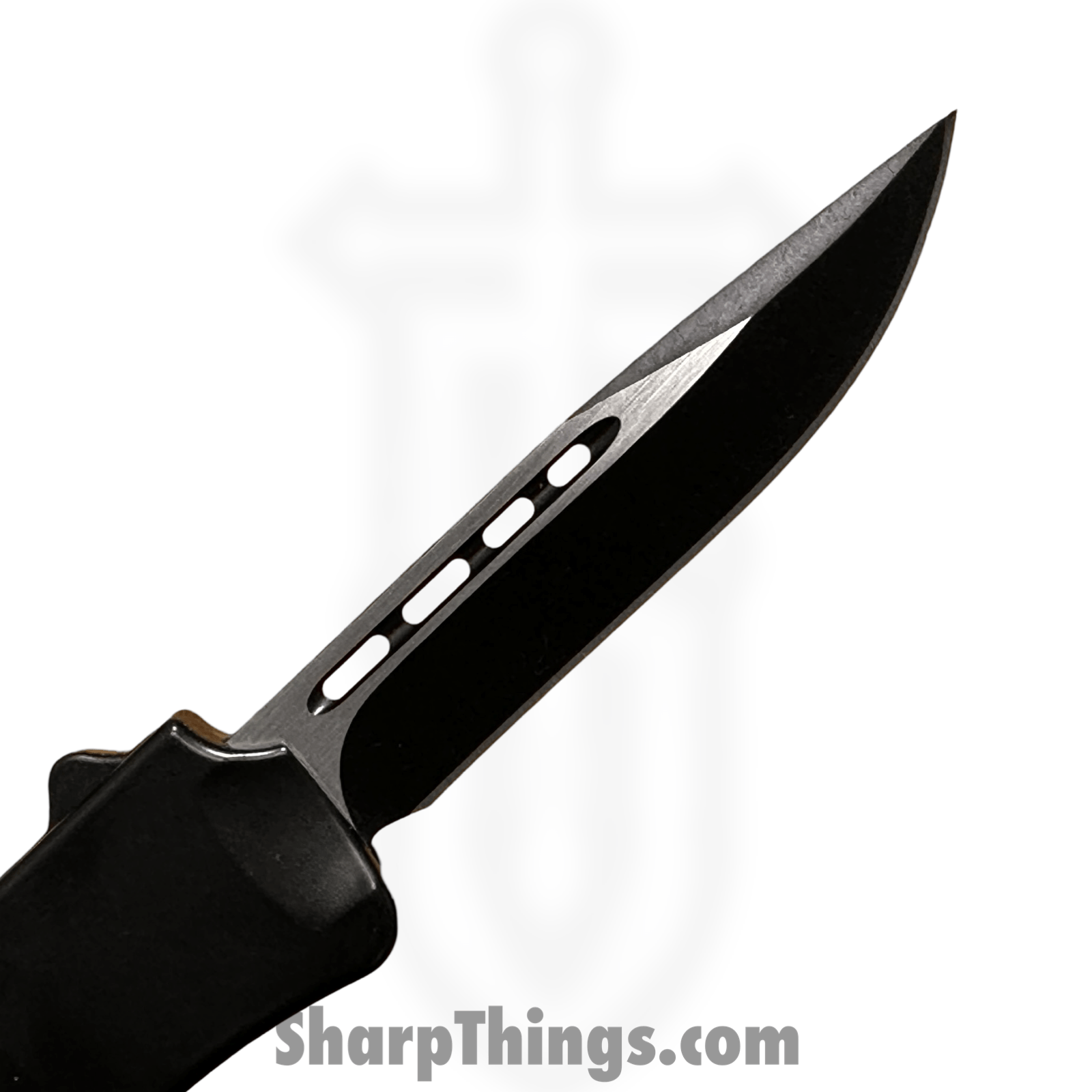 PTC - A1 - OTF Auto - Stainless Two Tone Drop Point - Aluminum CF Insert - Black - Image 3