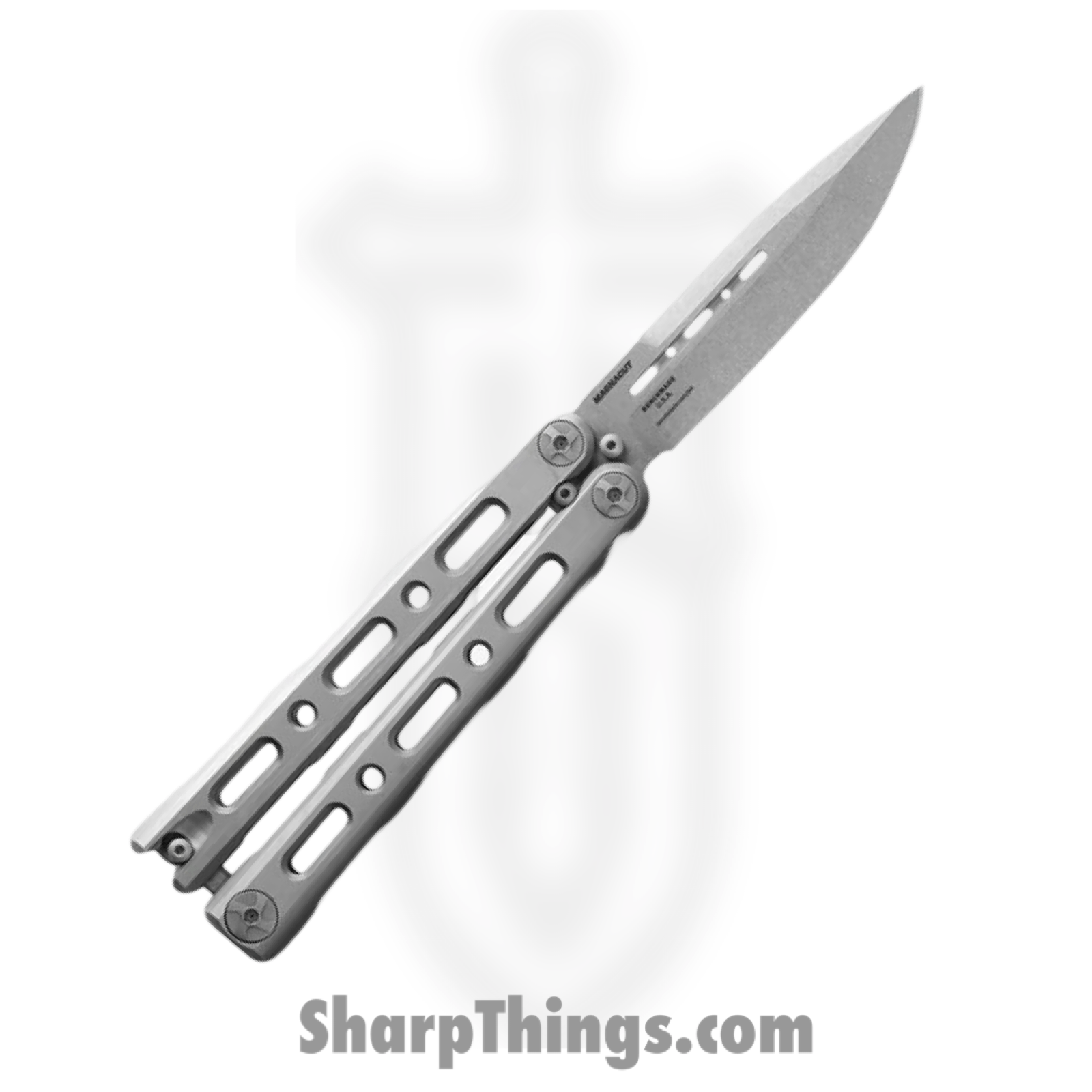 Benchmade - 82 - Laro - Balisong - CPM MagnaCut Stonewash Drop Point - Titanium - Gray - Image 2