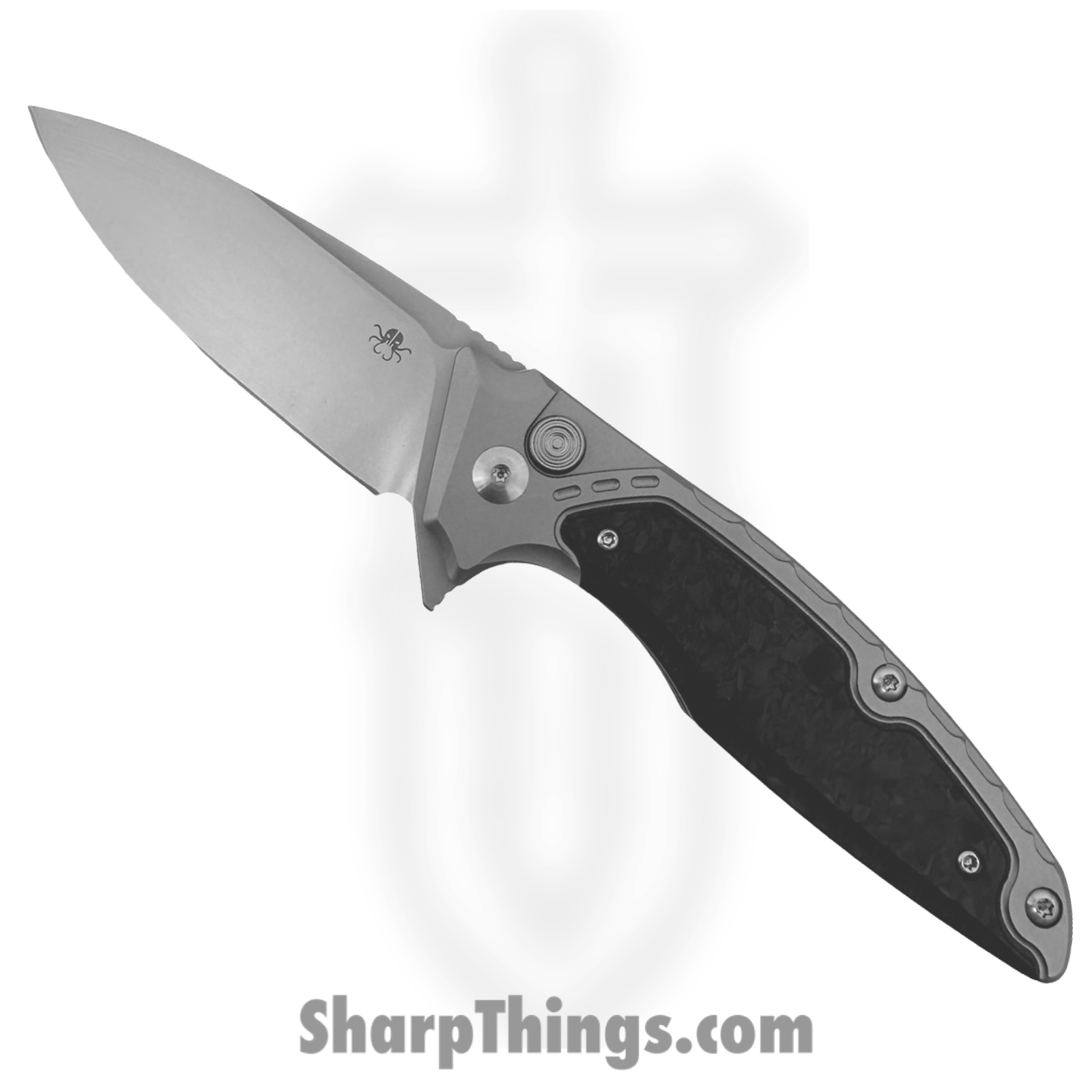 Hwzbben Knives - HWZ-B5 - Hermod - Folding Knife - M390 Blasted Drop Point - TA5 Titanium - Black Carbon Fiber