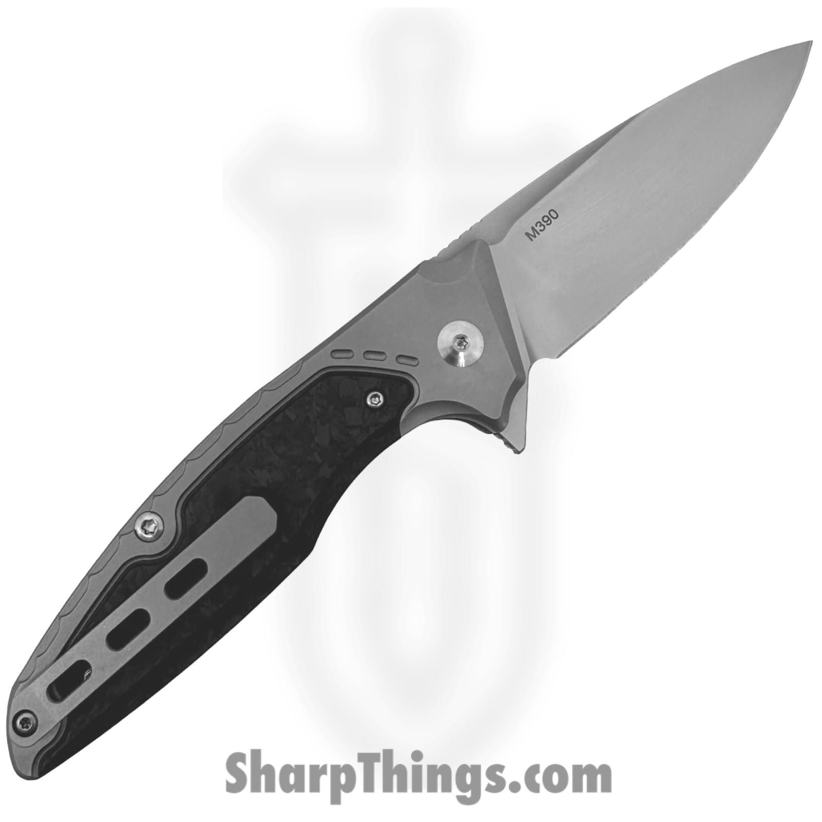 Hwzbben Knives - HWZ-B5 - Hermod - Folding Knife - M390 Blasted Drop Point - TA5 Titanium - Black Carbon Fiber - Image 2