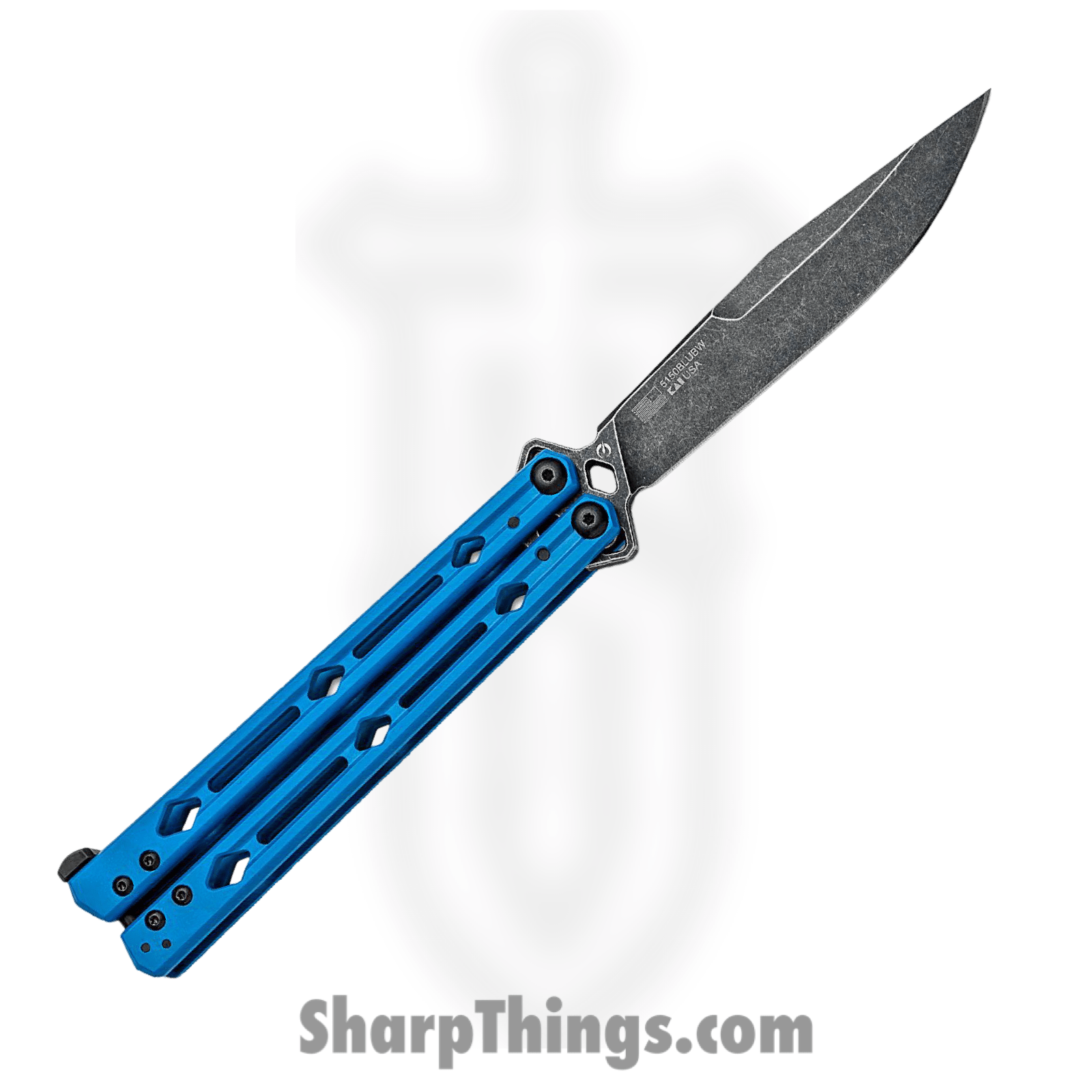 Kershaw - KS5150BLUBW - Lucha - Balisong - 14C28N Blackwash Clip Point - Stainless Steel - Blue - Image 2