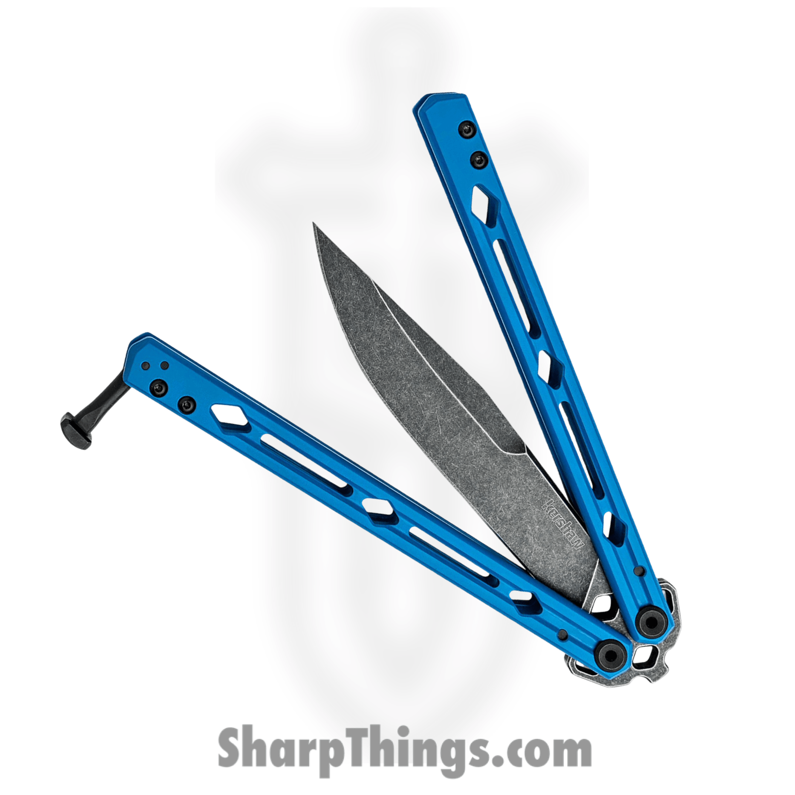 Kershaw - KS5150BLUBW - Lucha - Balisong - 14C28N Blackwash Clip Point - Stainless Steel - Blue - Image 3