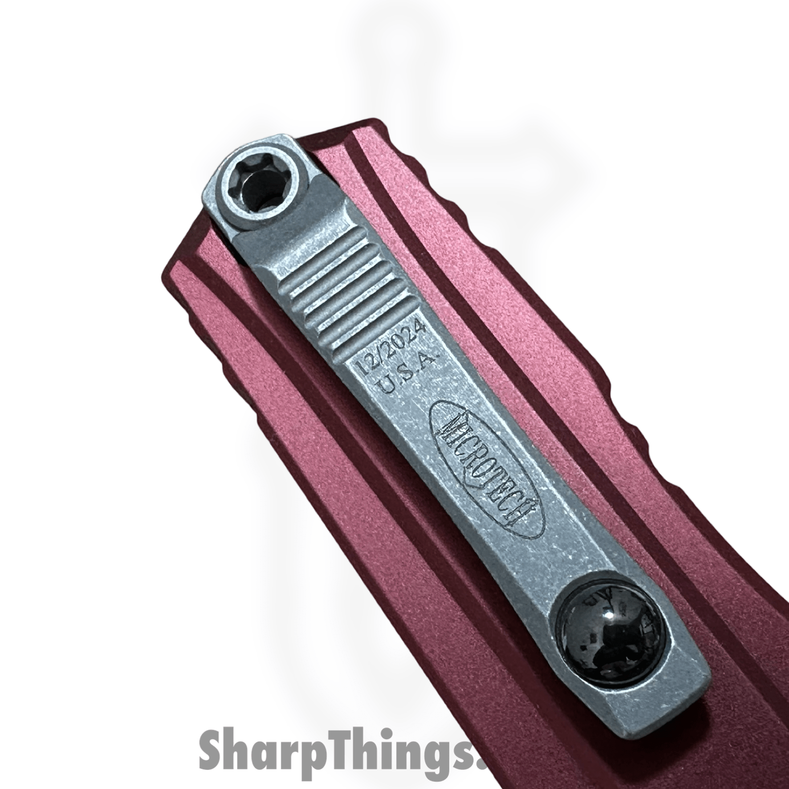 Microtech - 1242-10APMR - Cypher II - OTF Auto - M390MK Apocalyptic Dagger - Aluminum - Merlot - Image 7