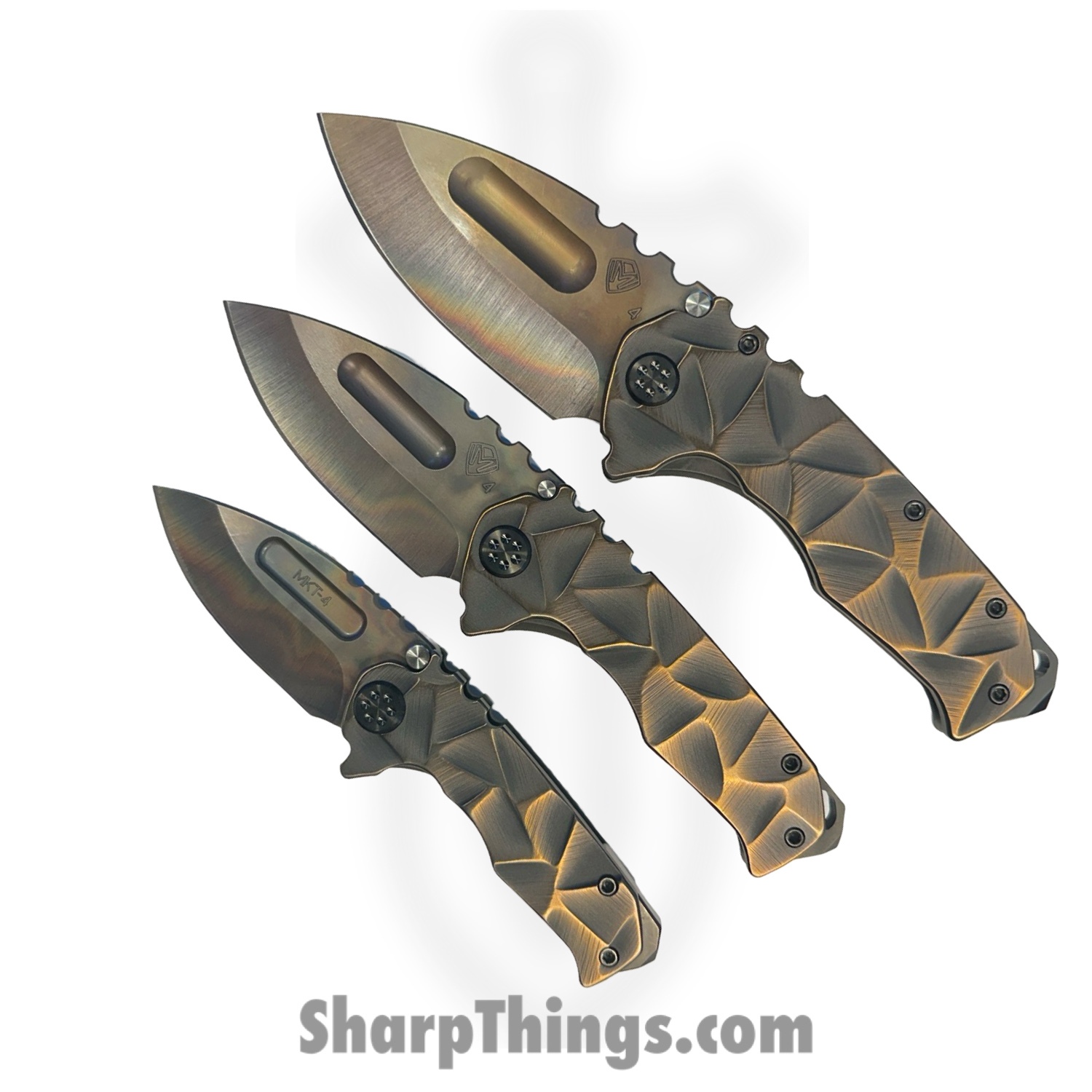 Medford Knife and Tool - 120424D - Knife Set - Folding Knife - S45VN Vulcan Drop Point - "Stained Glass" Titanium - Black Bronze