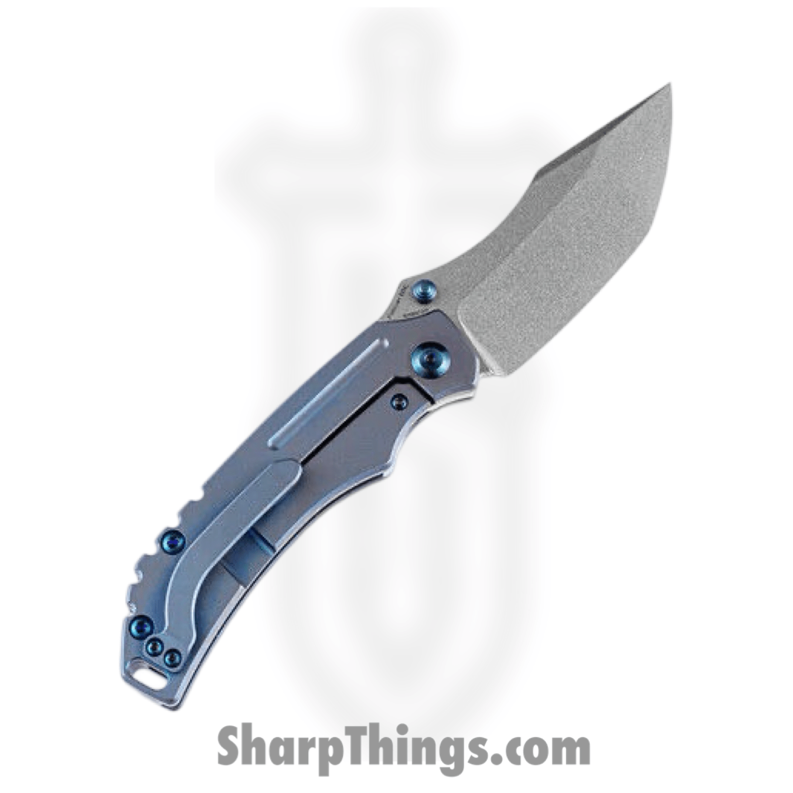 Kansept Knives - K1018A5 - Pelican - Folding Knife - S35VN Stonewashed Tanto - 6AL4V Titanium - Blue - Image 2