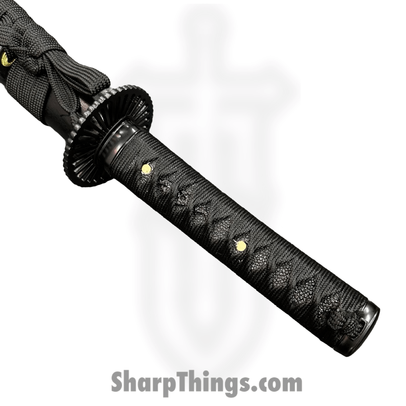 SBC - DKSHAD0125 - Dark Shadow Samurai 2 Piece - Fixed Blade Knife - Damascus Black Katana & Wakizashi - Cord Wrapped Ray Skin - Black - Image 14