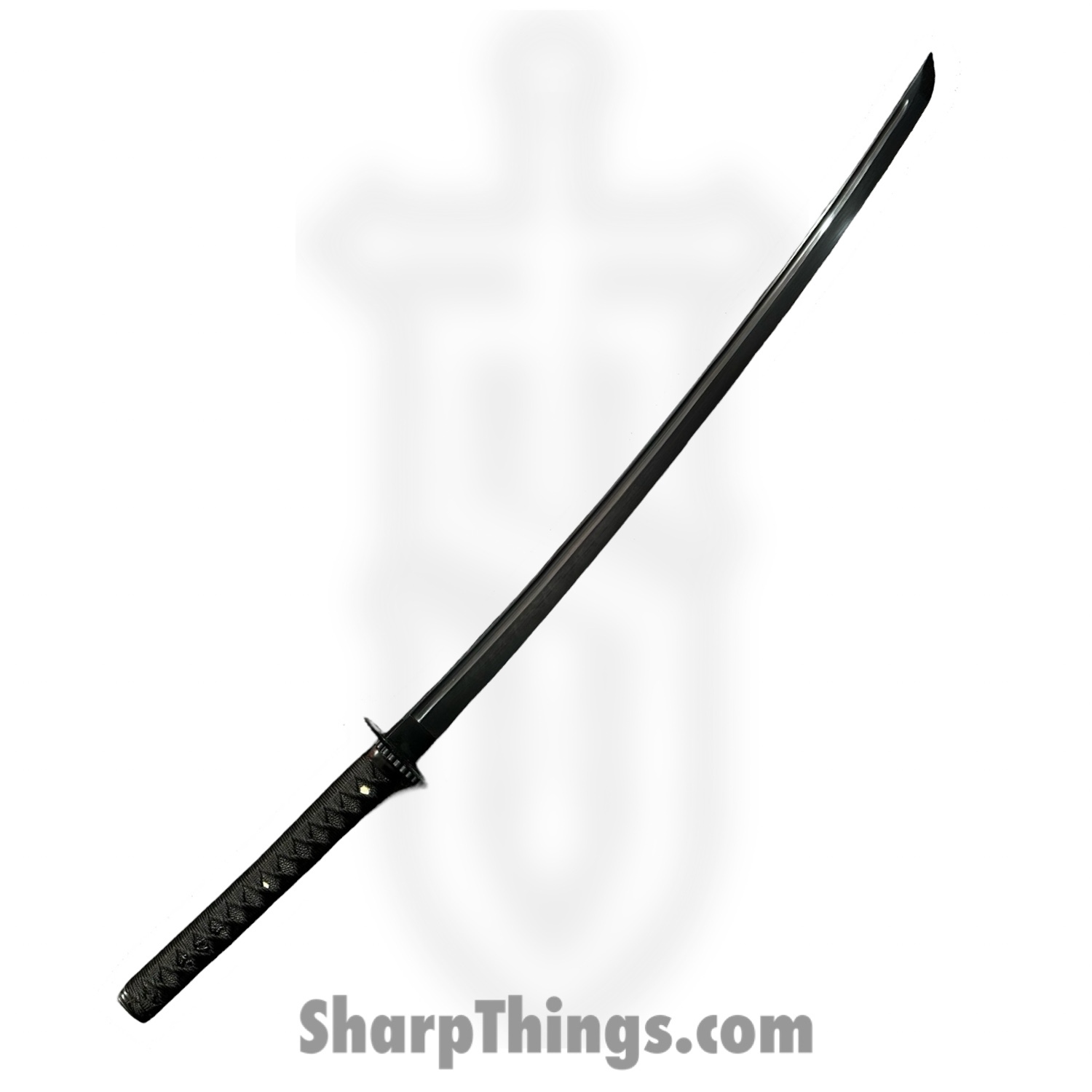 SBC - DKSHAD0125 - Dark Shadow Samurai 2 Piece - Fixed Blade Knife - Damascus Black Katana & Wakizashi - Cord Wrapped Ray Skin - Black - Image 2