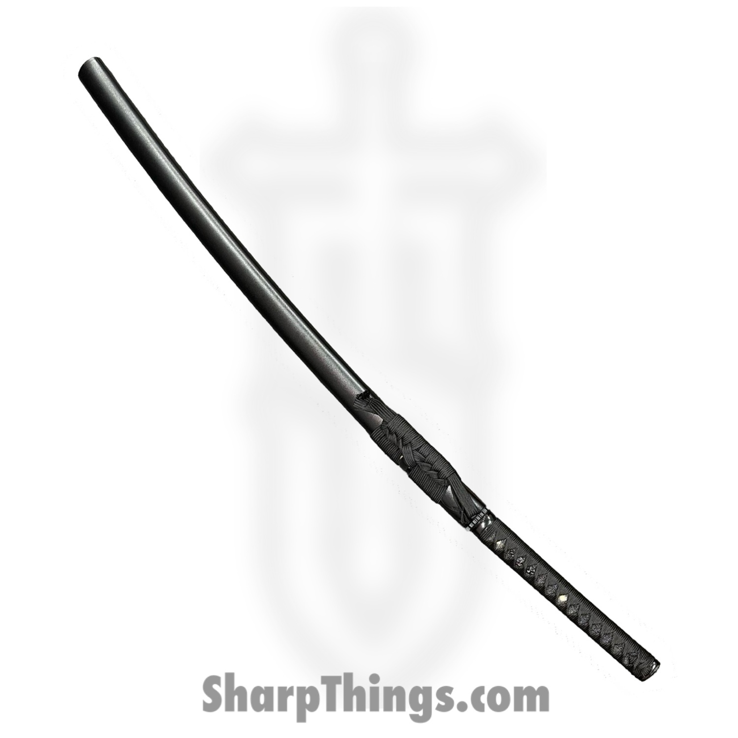 SBC - DKSHAD0125 - Dark Shadow Samurai 2 Piece - Fixed Blade Knife - Damascus Black Katana & Wakizashi - Cord Wrapped Ray Skin - Black - Image 3