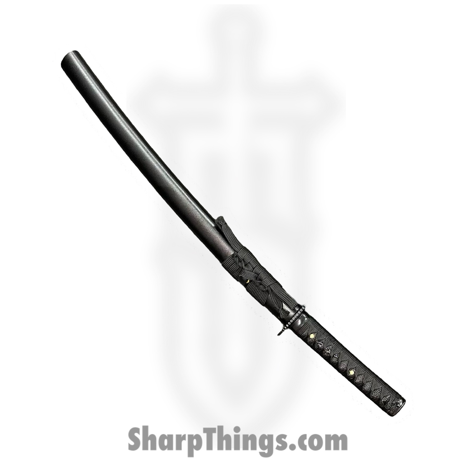 SBC - DKSHAD0125 - Dark Shadow Samurai 2 Piece - Fixed Blade Knife - Damascus Black Katana & Wakizashi - Cord Wrapped Ray Skin - Black - Image 7