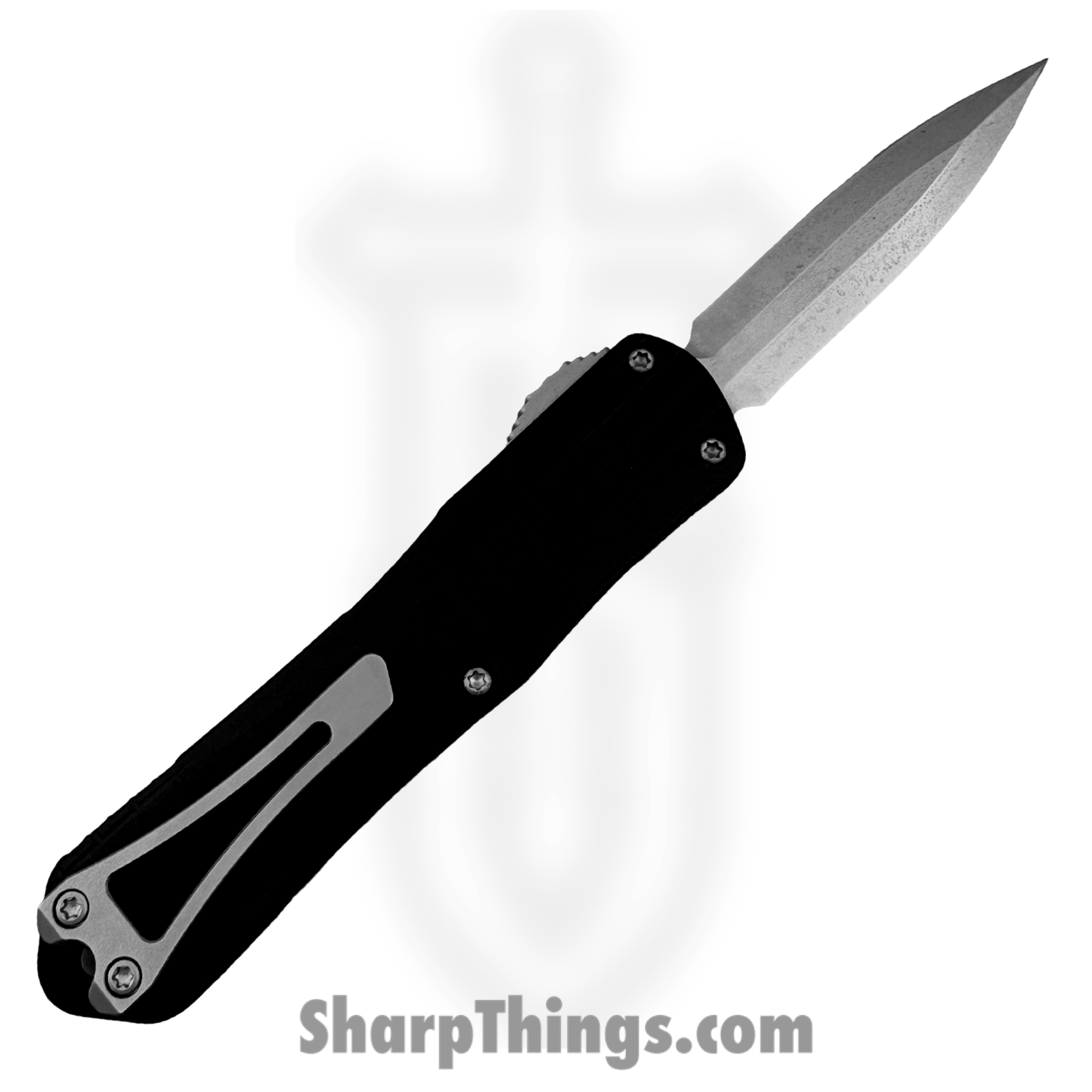 Heretic Knives - H028F-2A - Manticore E - OTF Auto - CPM MagnaCut Stonewash Dagger - Aluminum - Black - Image 2