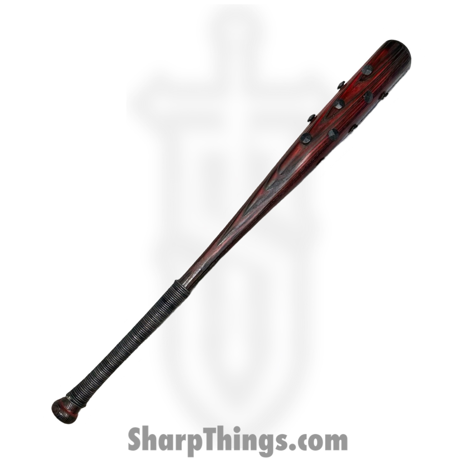 Heavy Barrel Designs - HBD-bat-5 - Studded Bat - Leather Cord Wrapped Grip - Red Black - Image 2