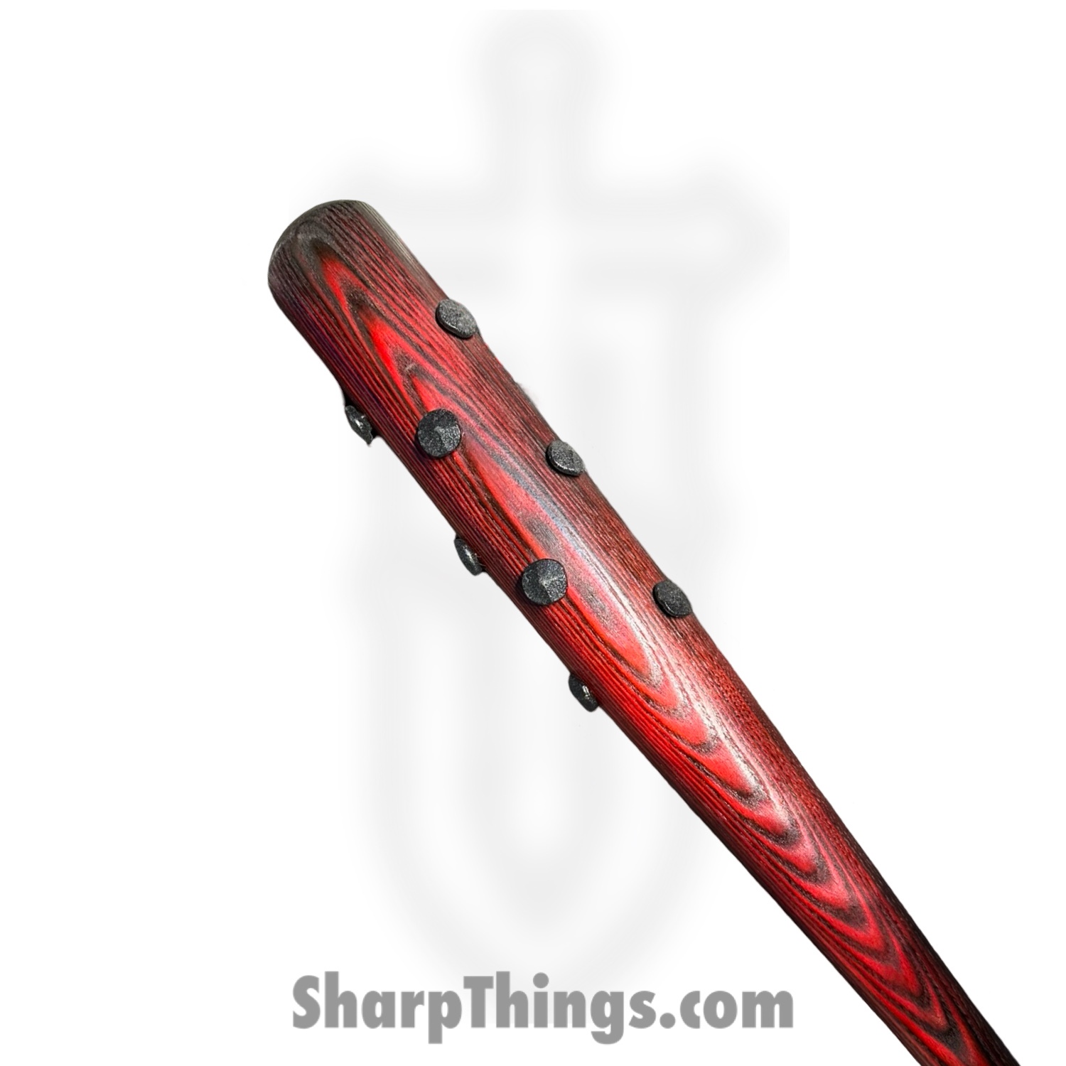 Heavy Barrel Designs - HBD-bat-5 - Studded Bat - Leather Cord Wrapped Grip - Red Black - Image 3
