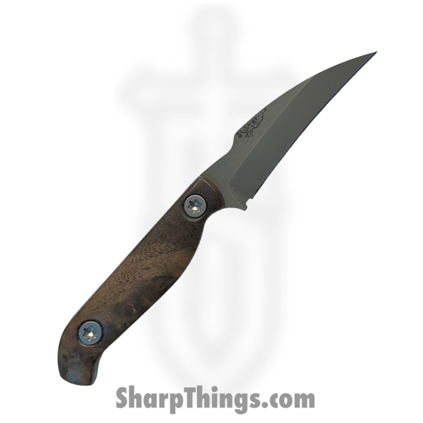 Half Face Blades - HFBGULBKWN09 - Gula Gula - Fixed Blade Knife - S45VN Acid Etched Wharncliffe - Black Walnut - Black Brown - Image 2