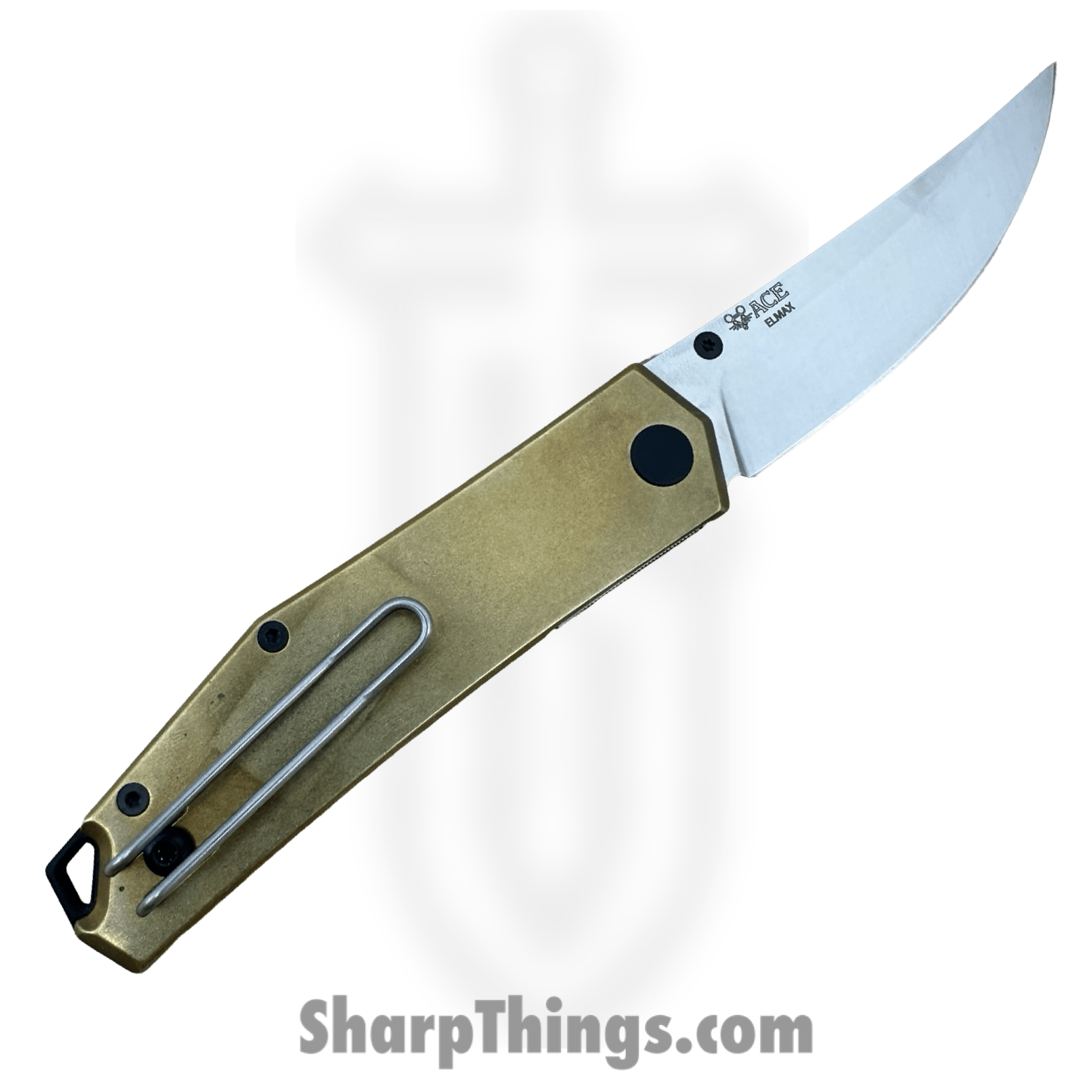GiantMouse - CLYDE-BRASS - Ace Clyde - Folding Knife - ELMAX Satin Trailing Point - Brass - Natural - Image 2
