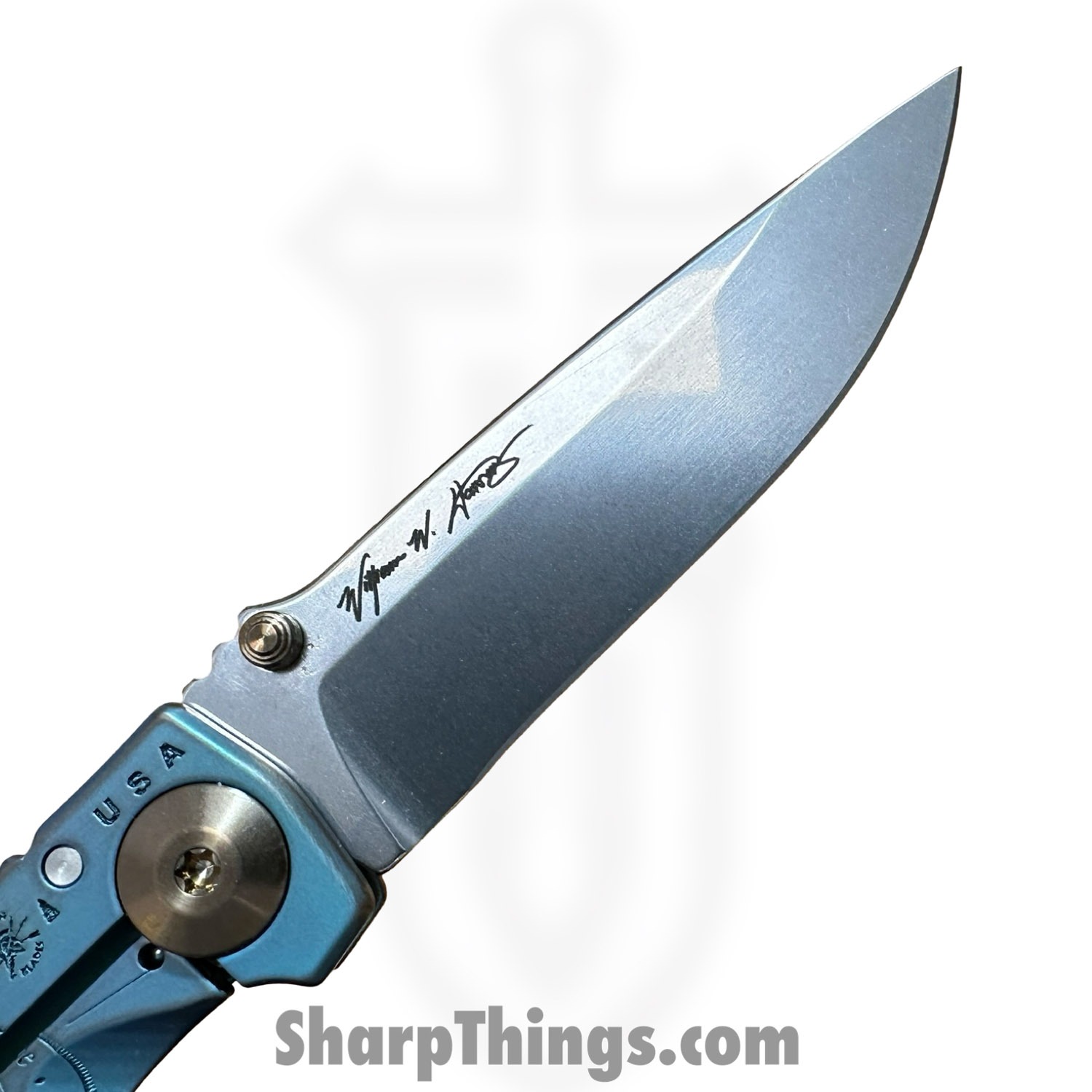 Spartan Blades - SF10CUSCOMP - Harsey Folder Custom 3.25 - Compass - Folding Knife - CPM S45VN Stonewash Drop Point - Titanium - Teal - Image 6