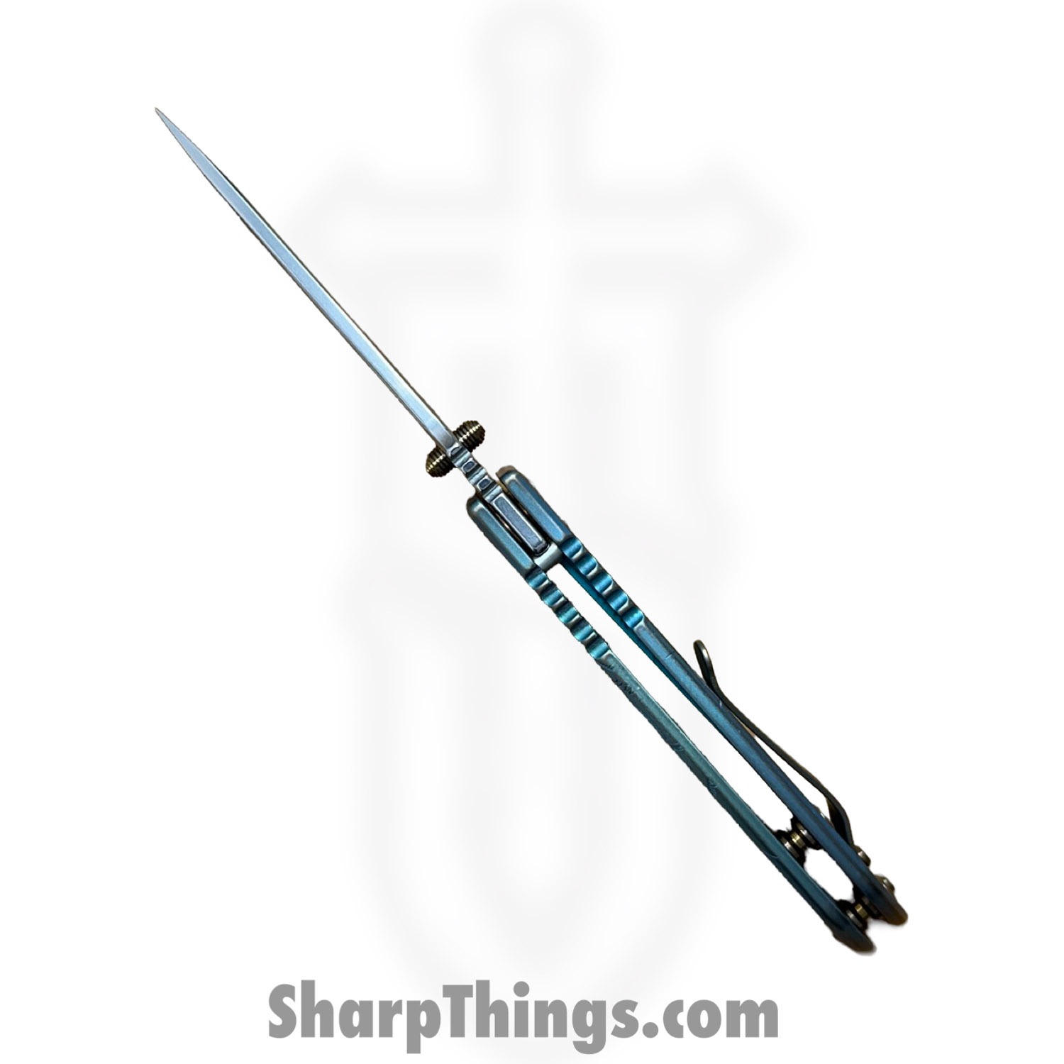 Spartan Blades - SF10CUSCOMP - Harsey Folder Custom 3.25 - Compass - Folding Knife - CPM S45VN Stonewash Drop Point - Titanium - Teal - Image 8