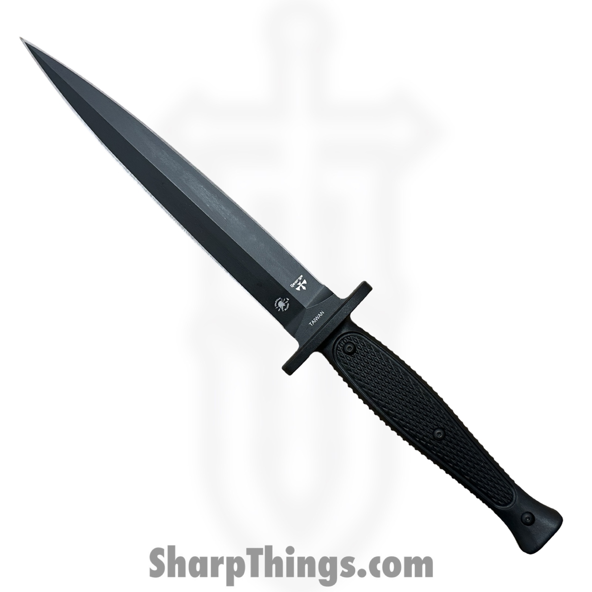 Spartan Blades - SBBL3BK - Spartan George Raider Dagger - Fixed Blade Knife - SK5 HC Coated Dagger - Injection Molded - Black