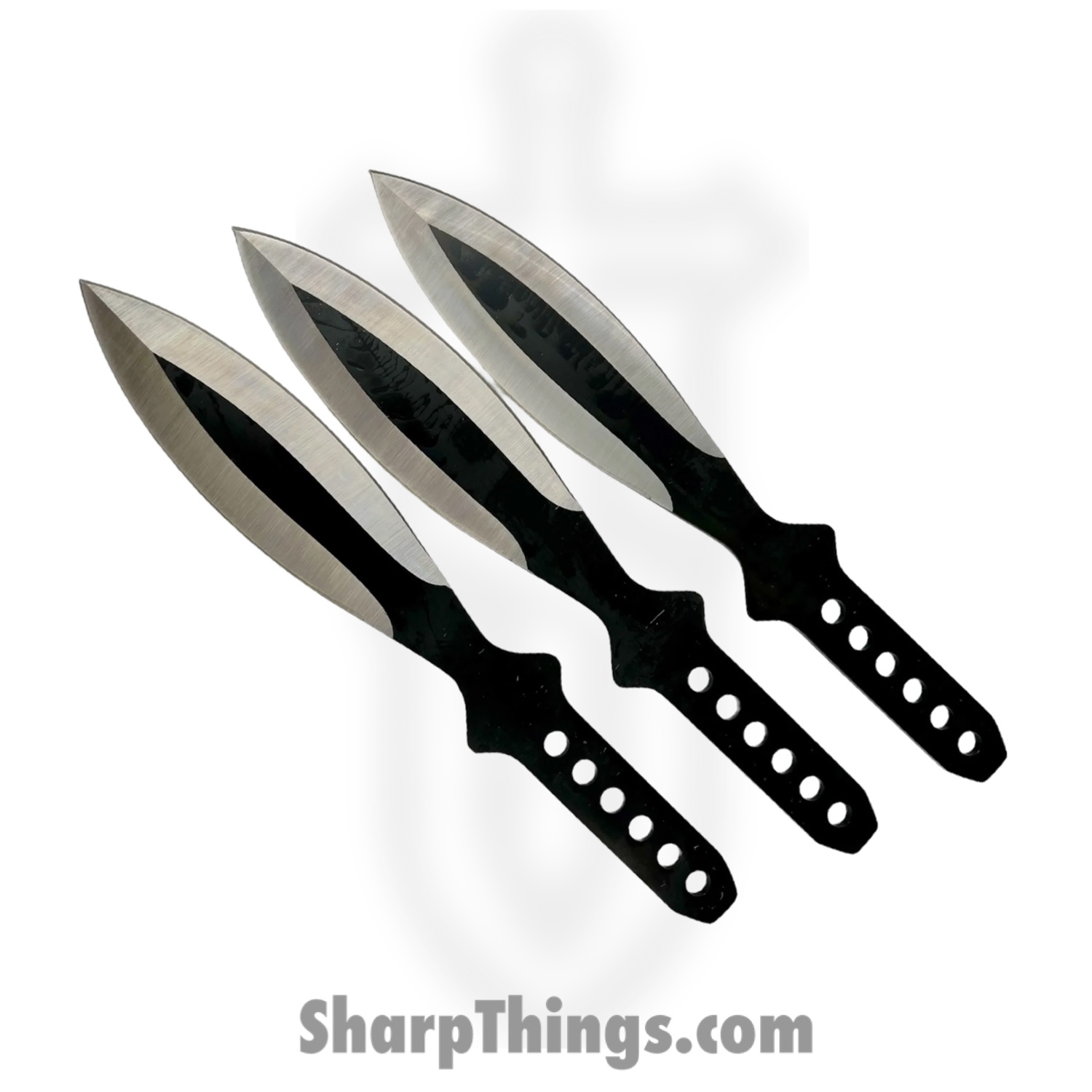 Tiger USA - TK-114-3SB - 3 Piece Throwing Knife Set - Fixed Blade Knife - 1045 Surgical Steel Two Tone Dagger - Steel - Black