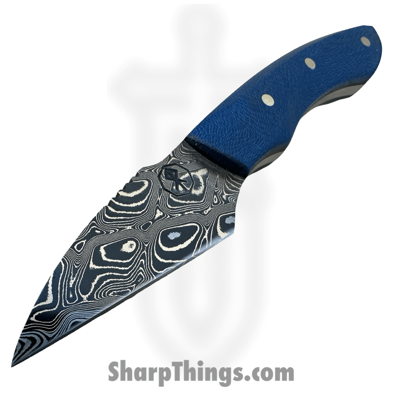 Royalty Rings Co. - RRC-LgNyx-02 - Large Nyx - Fixed Blade Knife - Baker Forge Bronzemai -Damacore Damascus Kiridashi - G-Carta - Denim - Image 4