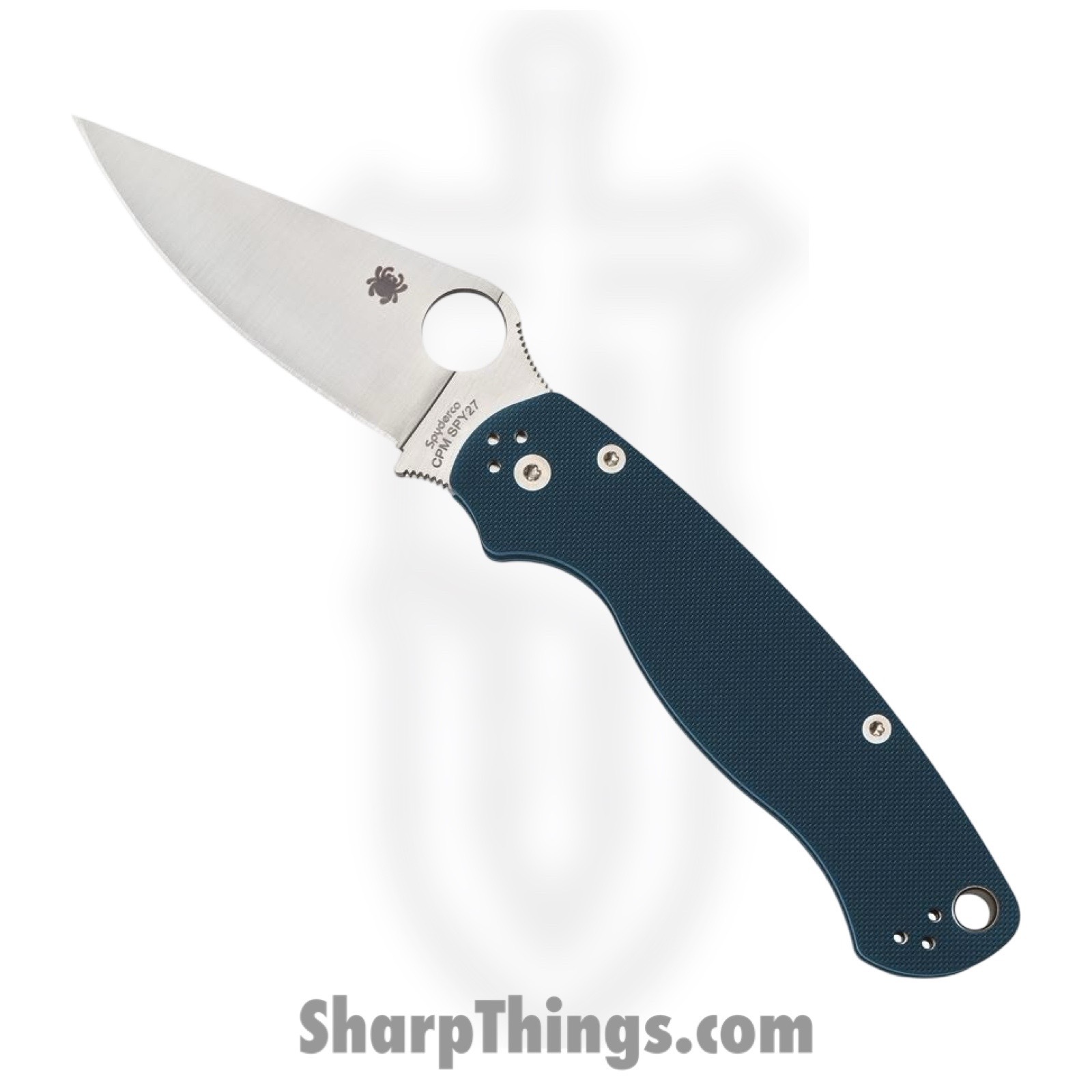 Spyderco - SC81GPCBL2 - Para 2 - Folding Knife - CPM-SPY27 Satin Clip Point - G10 - Blue