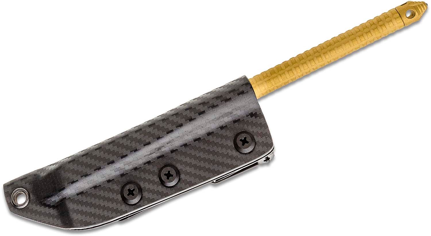 Microtech - 112-1TINS - TAC-P Spike with Glass Breaker - Fixed Blade Knife - 410 SS Coated Spike - Stainless - Gold - Image 15