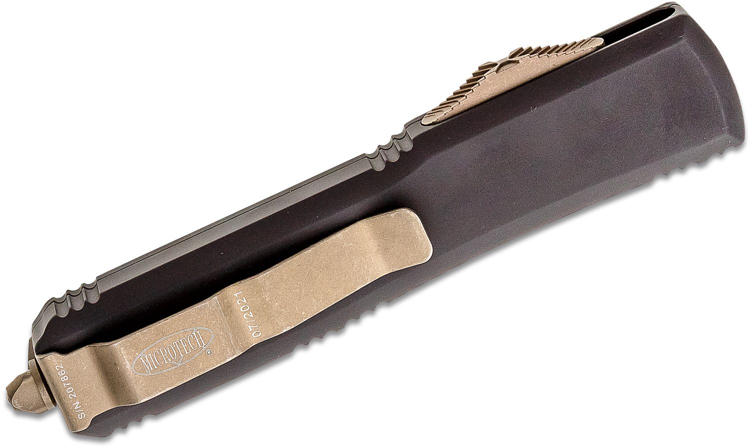 Microtech - 123-13 - Ultratech - OTF Auto - Elmax, M390, 204P Bronze Tanto - 6061-T6 Aluminum - Black - Image 14