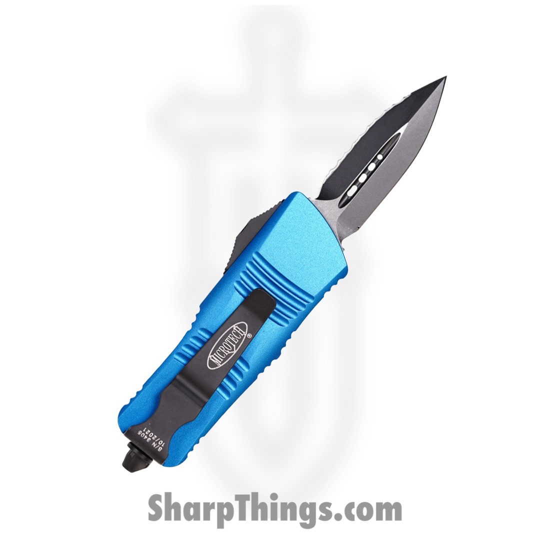 Microtech - 238-3BL - Troodon Mini - OTF Auto - M390 Coated Dagger - 6061-T6 Aluminum - Blue - Image 8